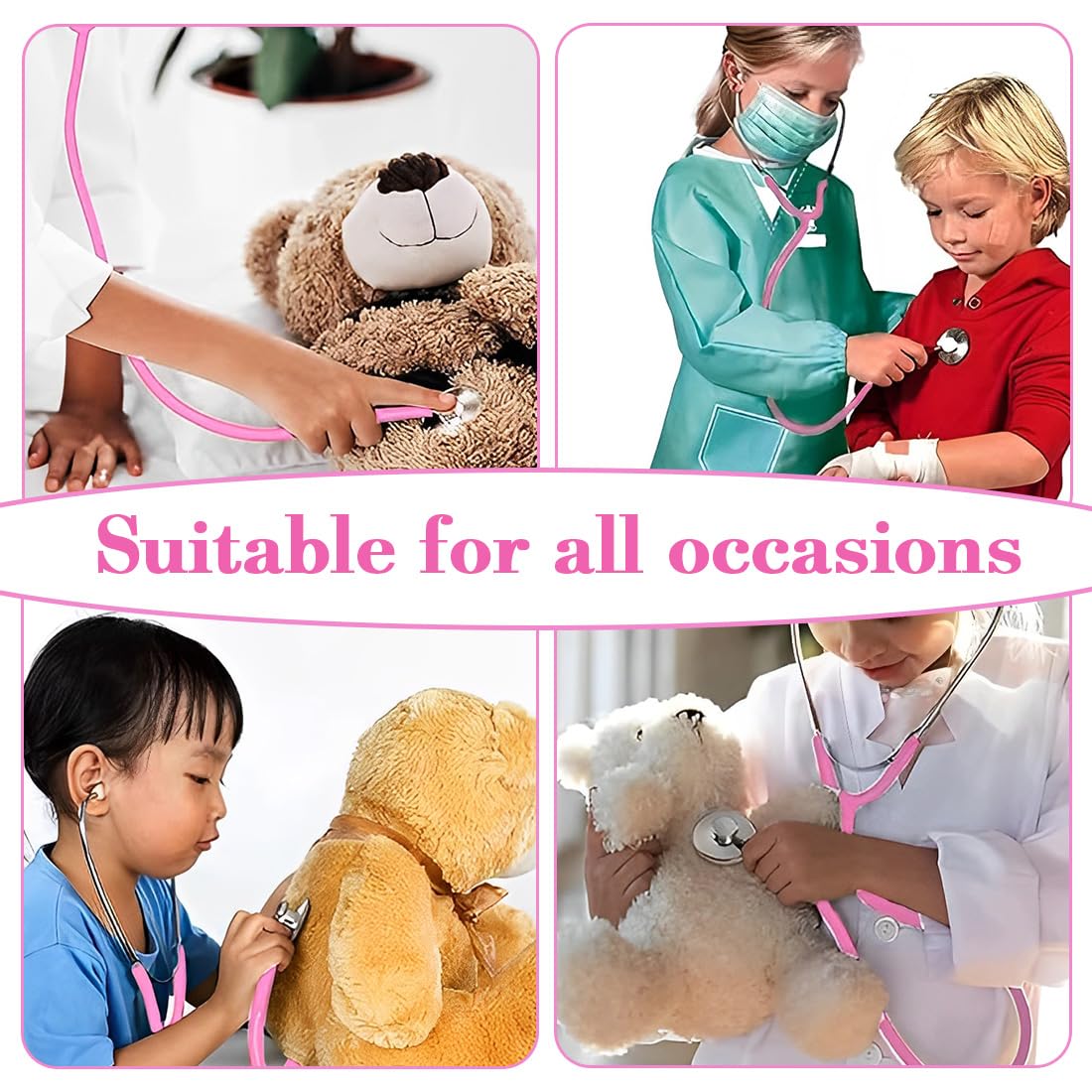 1 Pezzo Stetoscopio Giocattolo Metal Working Stethoscope Toy Analogue Stethoscope For Children (Pink)