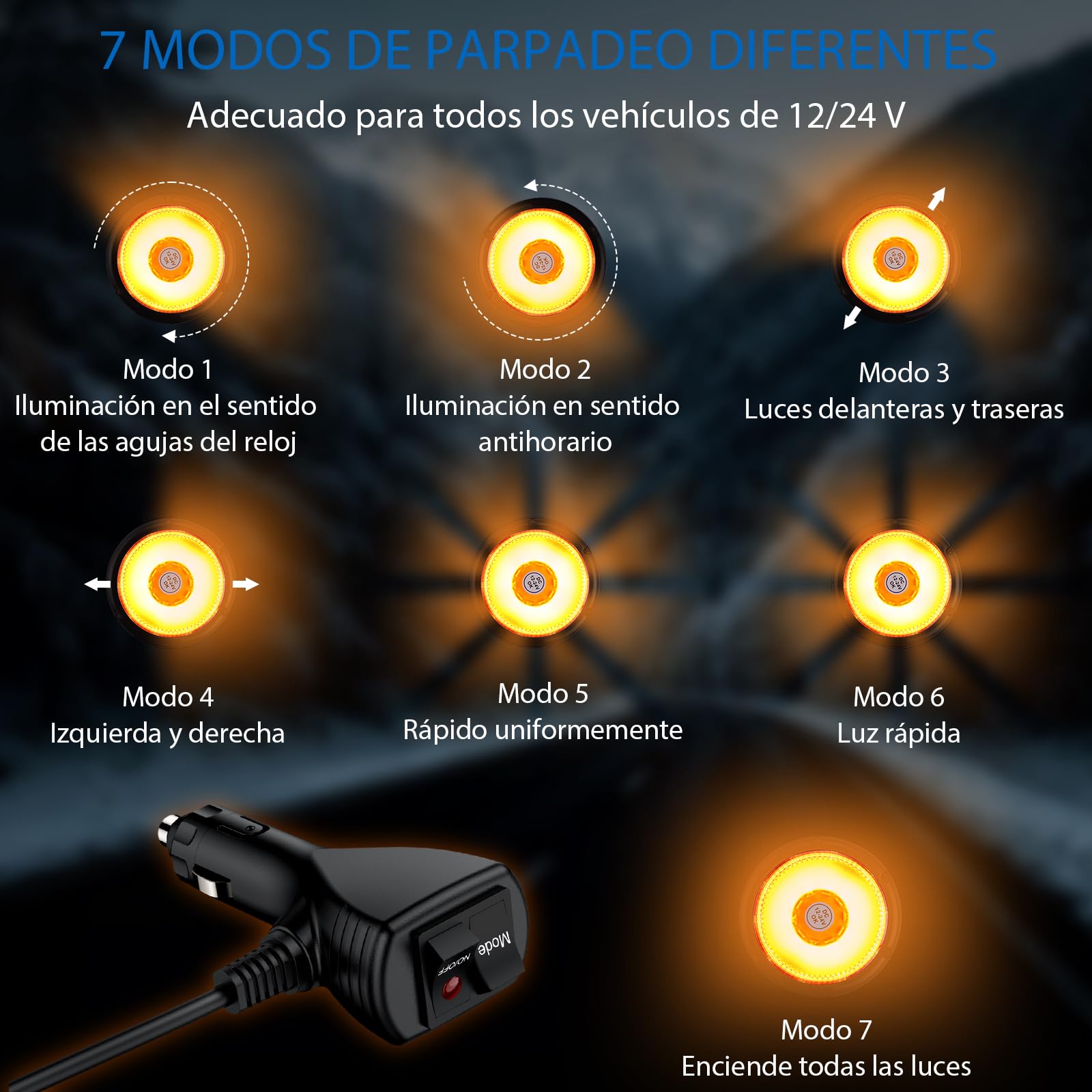 Luz de advertencia 40LEDs 7 Modos + pilotos traseros remolque E13