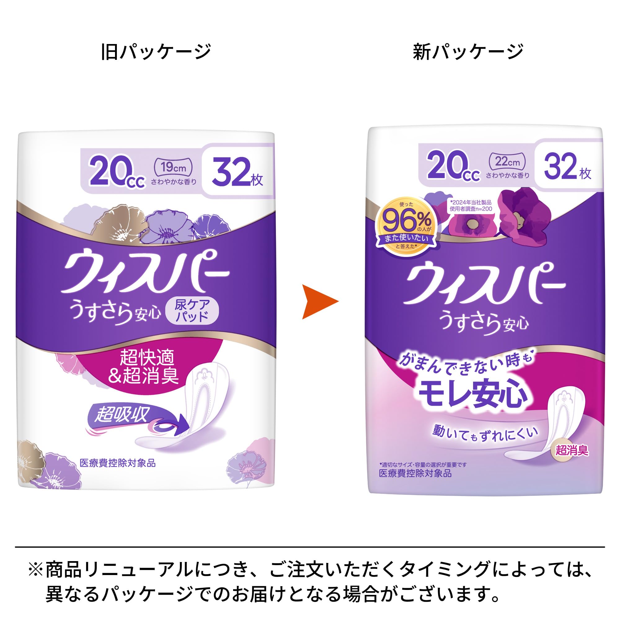 ウィスパー220 18枚入り　15個セット ウィスパー うすさら安心 尿ケアパッド 女性用 220cc ( 18枚入