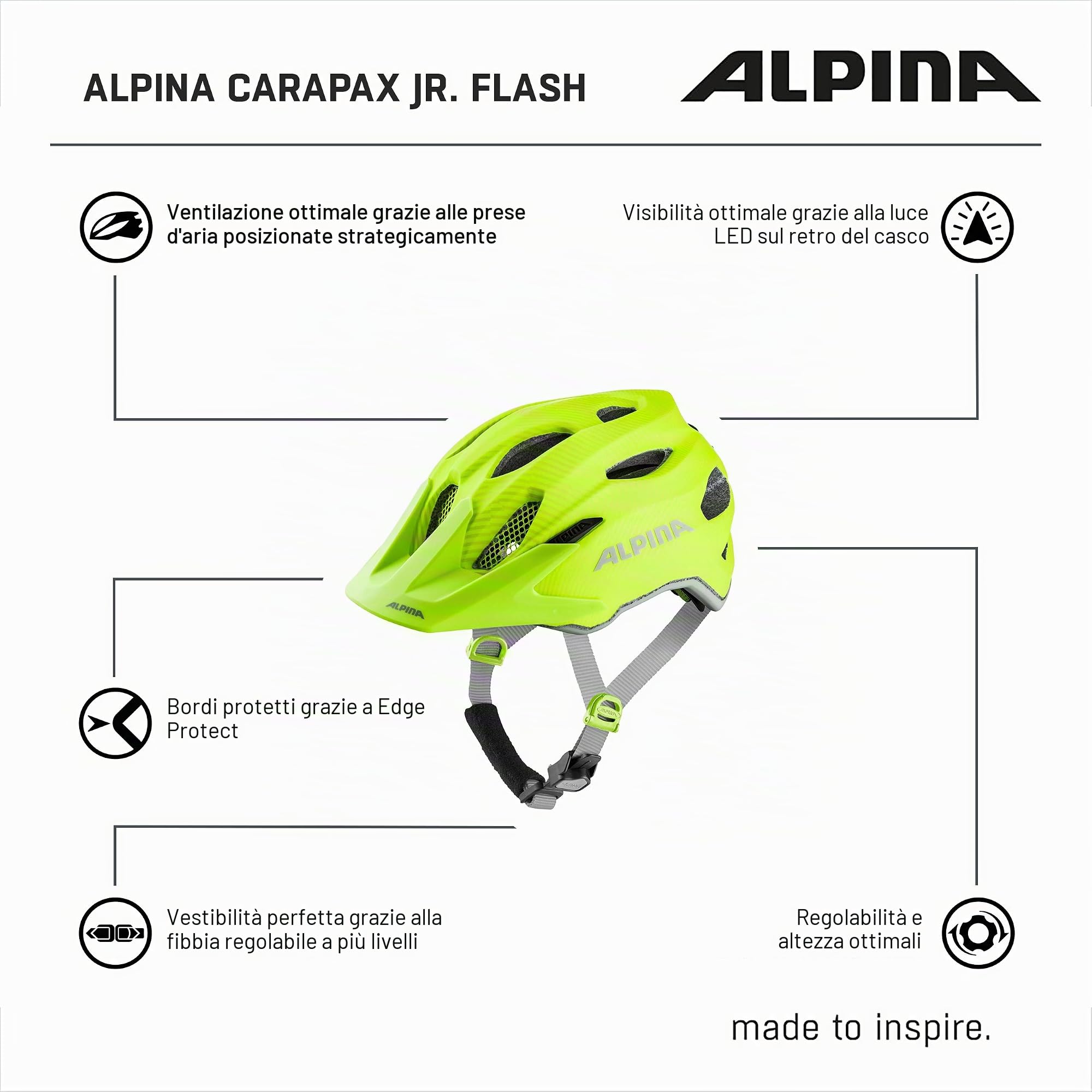ALPINA Carapax JR. Flash, Casco da Bicicletta Unisex Bambino