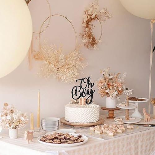 Miniatura 6 de Rsstarxi 1 paquete de decoración de pastel Oh Baby Shower con purpurina It's A Boy Cake Pick Decoraciones para revelación de género de bebé, fiesta