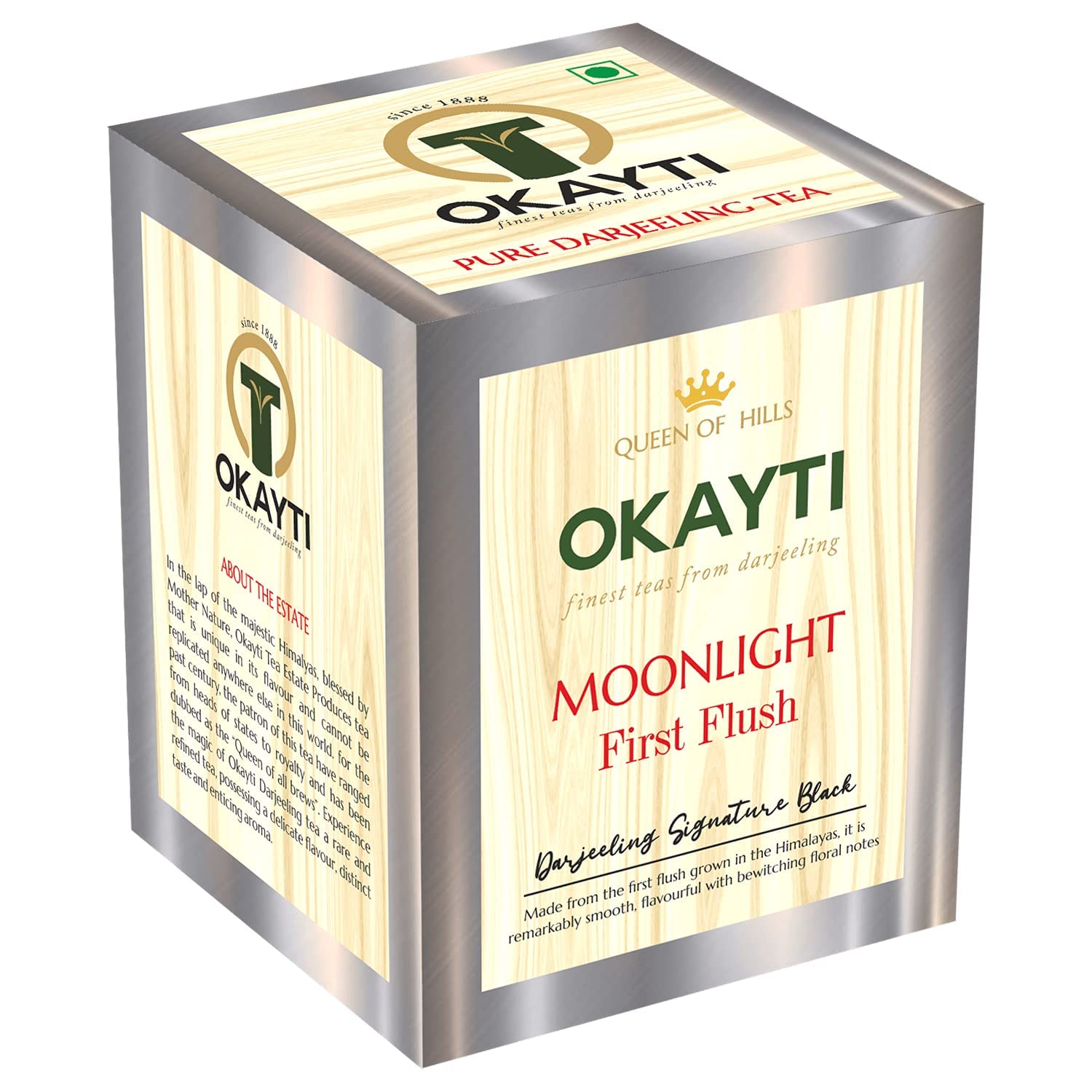 Okayti Moonlight First Flush Black Tea(Pack of 1) - 100 Gm | 100% Organic Single Estate Orthodox Tea | Darjeeling First Flush Tea 2022 | Rich in Antioxidants & Reduces Free Radicals
