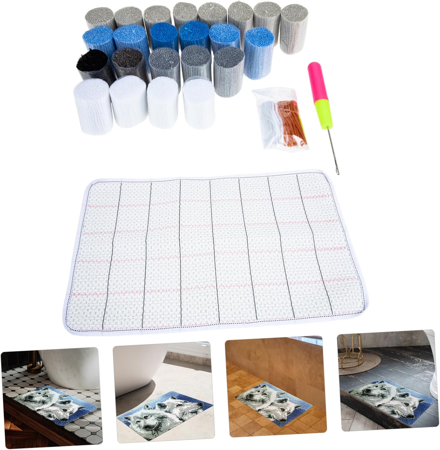 ARTIBETTER Lock Hook Kit DIY Rug Tufting Latch Hook Yarn Loom Kit for Adults Rug Making Craft Supplies