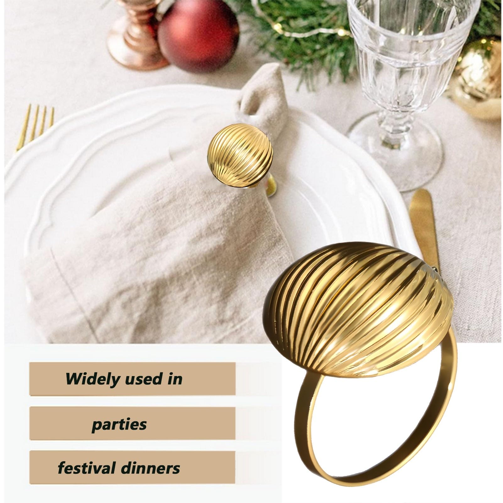 150 piezas de hebillas de servilletas redondas de Metal Dorado, anillos redondos para servilleteros, para mesas de comedor, Fiestas, bodas, reuniones familiares
