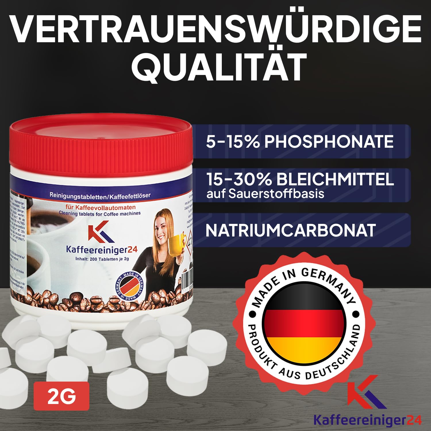 200 Reinigungstabletten 2g für Kaffeevollautomaten & Kaffeemaschinen – nur 8 Cent je Reinigung – Kompatibel mit Jura, Siemens (auch EQ Series), Melitta, Krups, Bosch, Miele uvm.