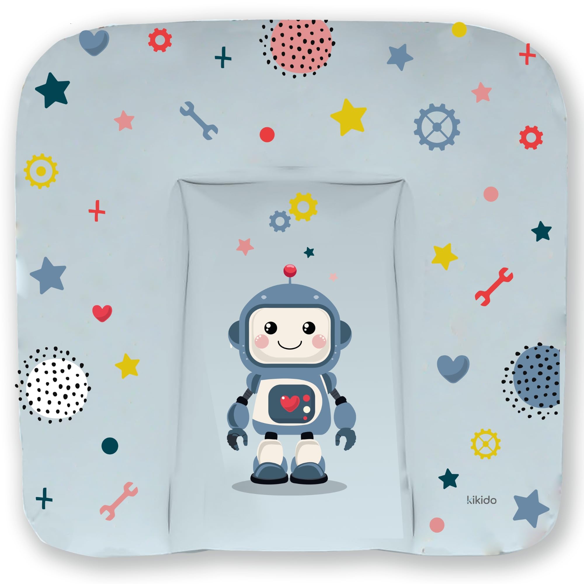 Kikido Materassino Fasciatoio 70x75 - Robot - Cuscino Fasciatoio Lavabile per Cambio Pannolino - Materasso Fasciatoio Neonato per Cassettiera 75x70 - Universale e Impermeabile