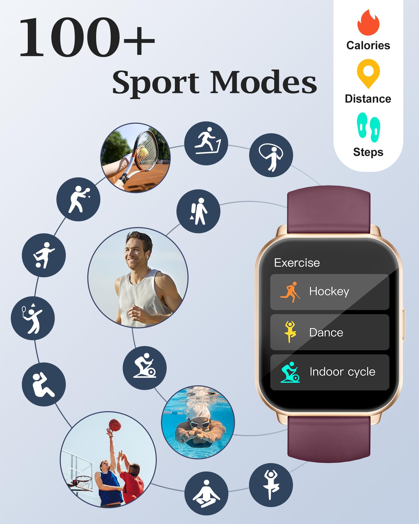RUIMEN Smart Watch Answer Dial Call,Smart Watches for Women Men 1.85"HD Screen Fitness watch with SpO2 Heart Rate Sleep Monitor Step Counter Waterproof 100+ Sports Mode for Android iOS (2 Bands) - Image 3