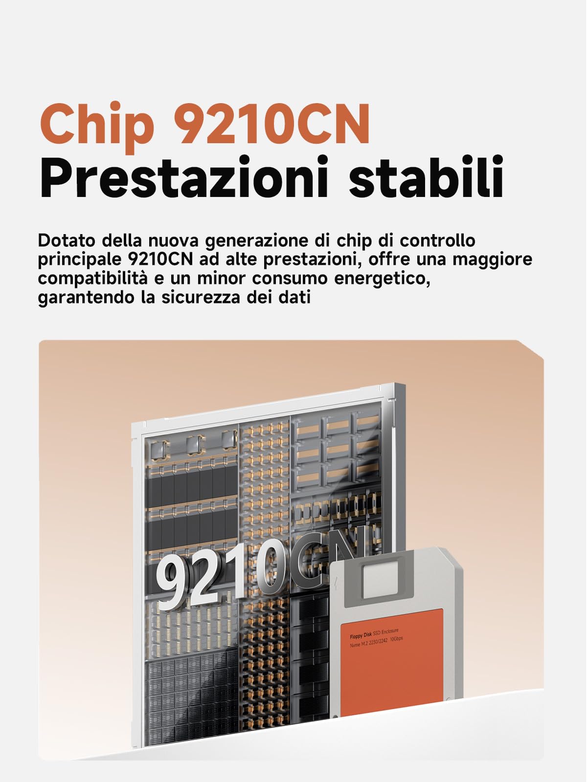 Hagibis Alloggiamento SSD, stile floppy disk USB 3.2 Gen2 10Gbps a NVMe PCI-E M.2 2230/2242 SSD Case, M.2 custodia per disco rigido esterno per MacBook Laptop iPad Android iPhone 17 Pro Max (grigio)