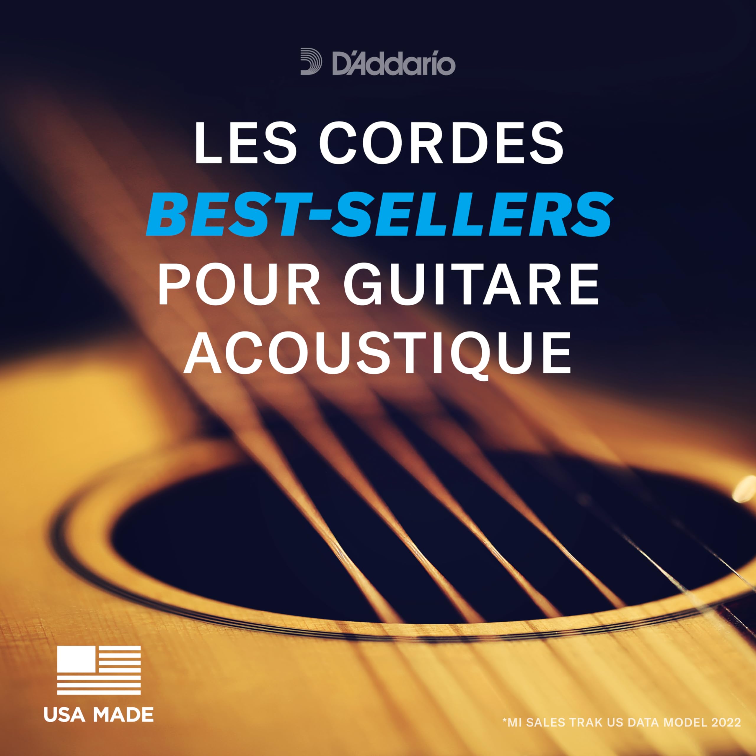 D'Addario Cordes Guitare Acoustique | Corde Guitare Folk | EJ16 | Cordes en bronze phosphoreux pour guitare acoustique | Léger 12-53