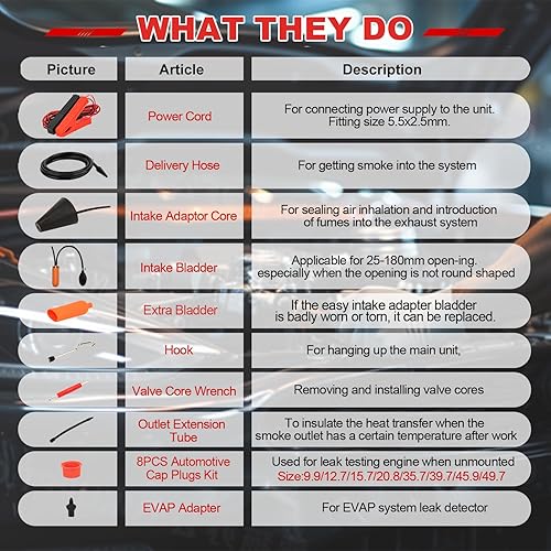 Miniatura 7 de Detector de fugas de máquina de humo automotriz, bomba de aire integrada, probador de fugas de máquina de humo Evap para detección de fugas al