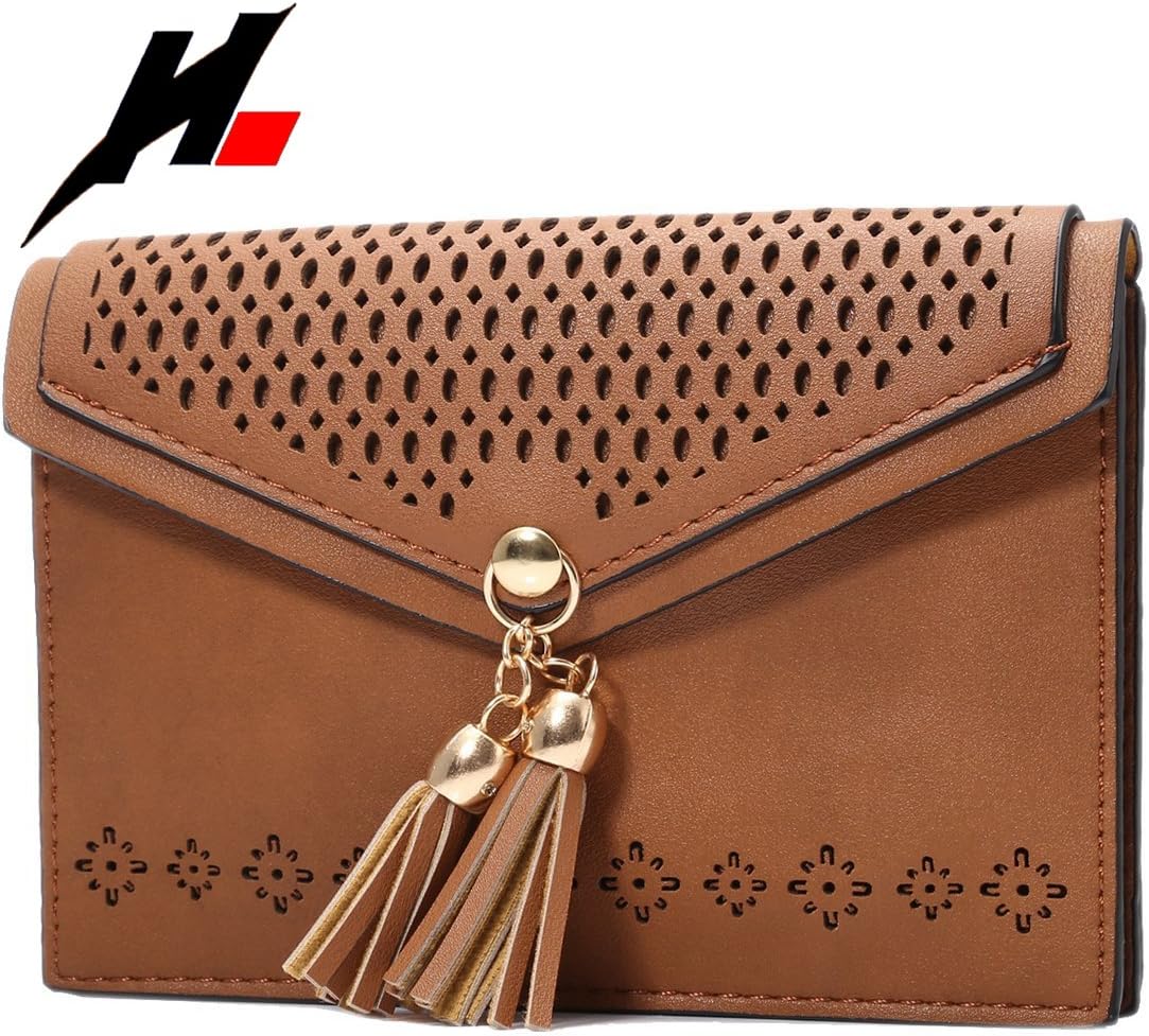 Girl Mini Crossbody Bag, Horizontal Direction Leather Case for Cell Phone and Small Daily Use Items with 2 Compartments and Metal Button Closure Hollow Out Decor Gifts for Friends&Relatives(Brown)