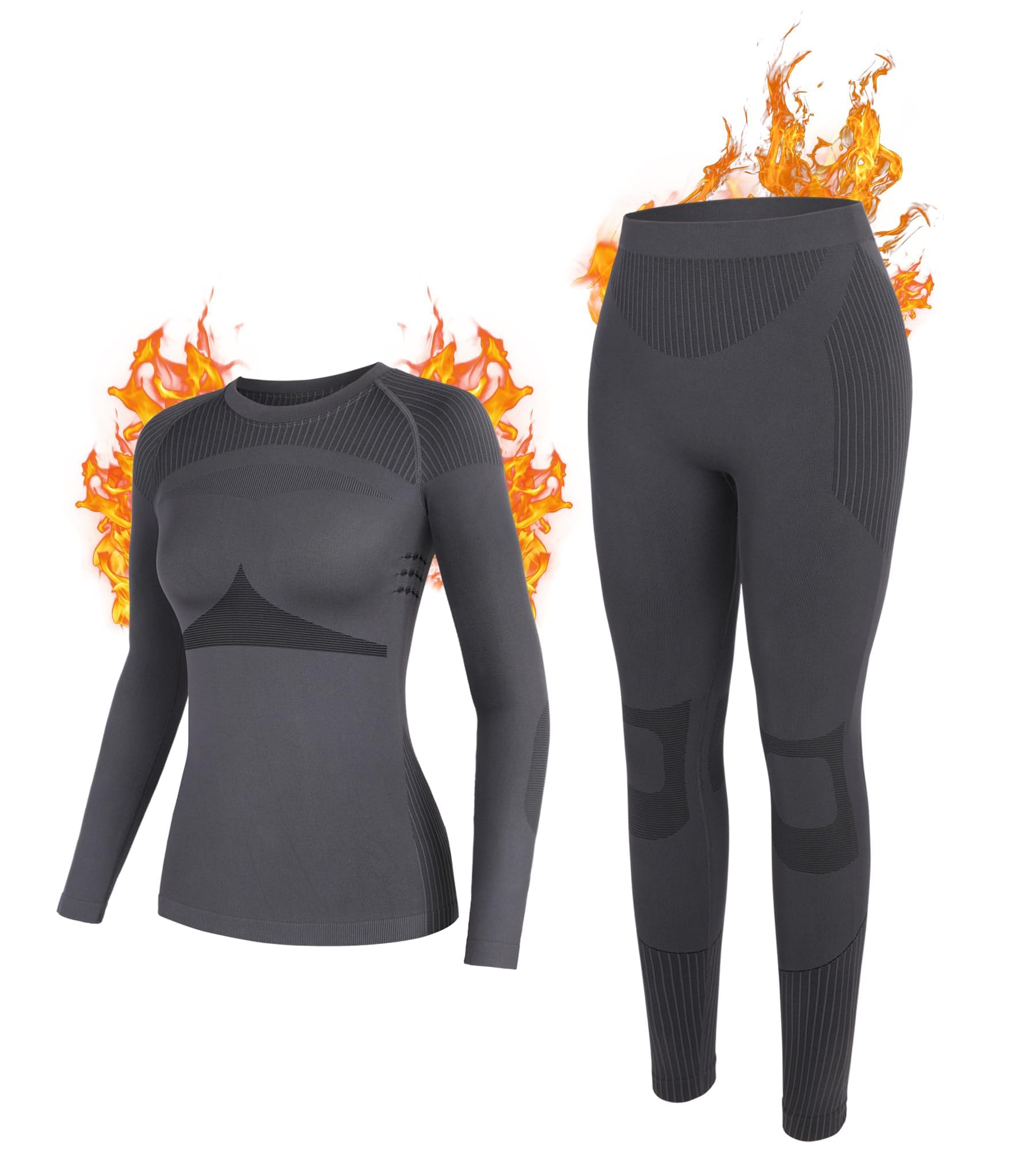 Attraco Thermounterwäsche Damen Atmungsaktiv Funktionsunterwäsche Flexibel Skiunterwäsche Warme Unterwäsche Skiunterwäsche Winter Set Thermo Unterwäsche Suit Thermowäsche Base Layer Frau