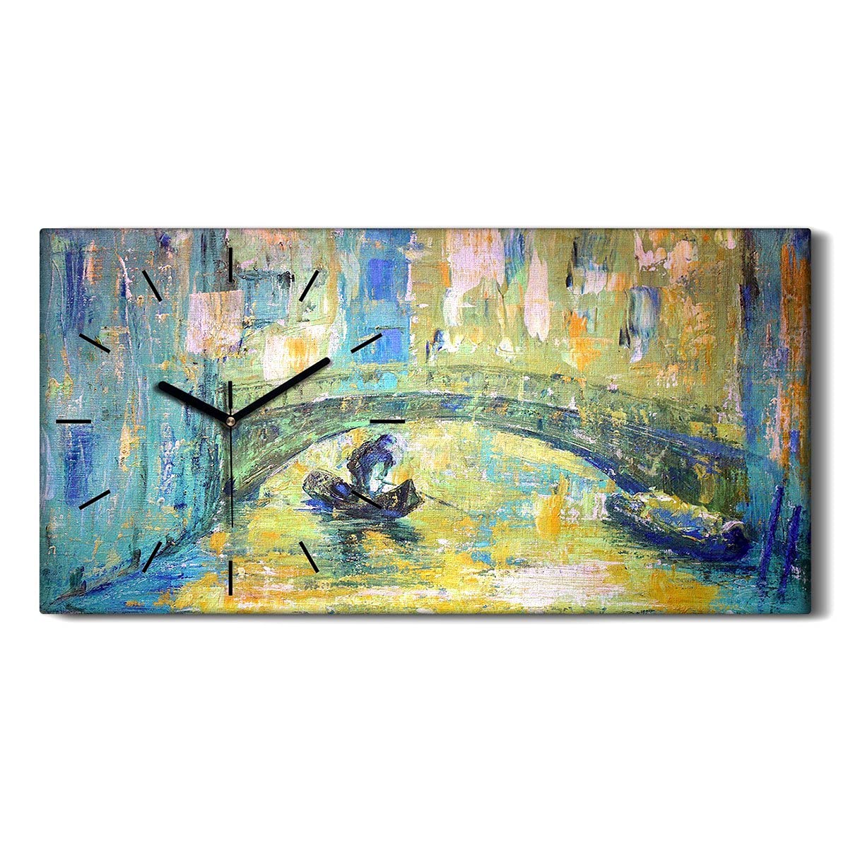 Horloge sur Toile Art Mural Venise 60x30cm Décoration Salon Moderne
