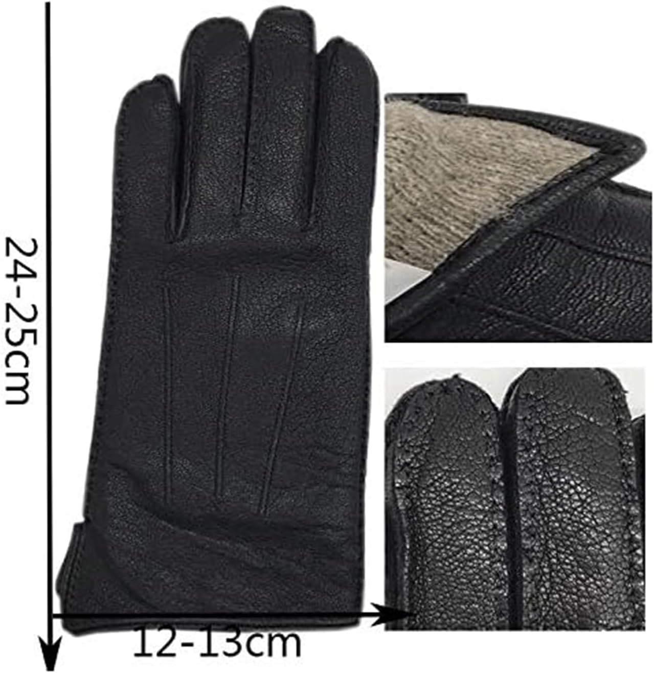 Guantes de Invierno Guantes de Invierno Gruesos con Forrado a Prueba de Viento Guantes de Cuero Linura de Lana Guantes de Ciclismo Guantes de Clima frío Guantes Moto