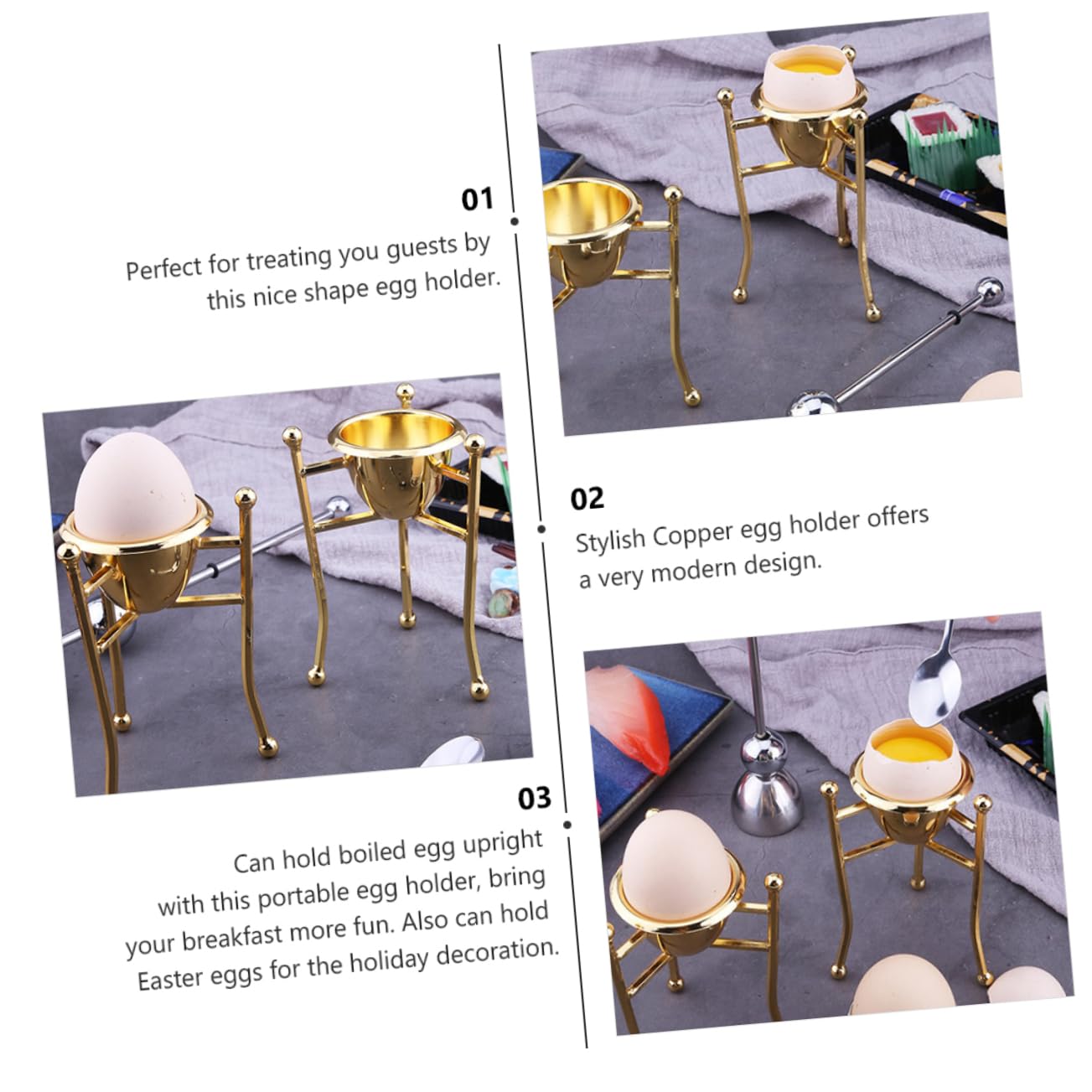 PRETYZOOM 3 Pièces Casier à Oeufs Porte-Oeufs Triangle Support D'oeufs à La Coque Coquetier Tasse Séparateur D'oeufs à La Coque Support à Oeufs De Cuisine Tasse De Cuiseur à Oeufs Œuf Cuivre