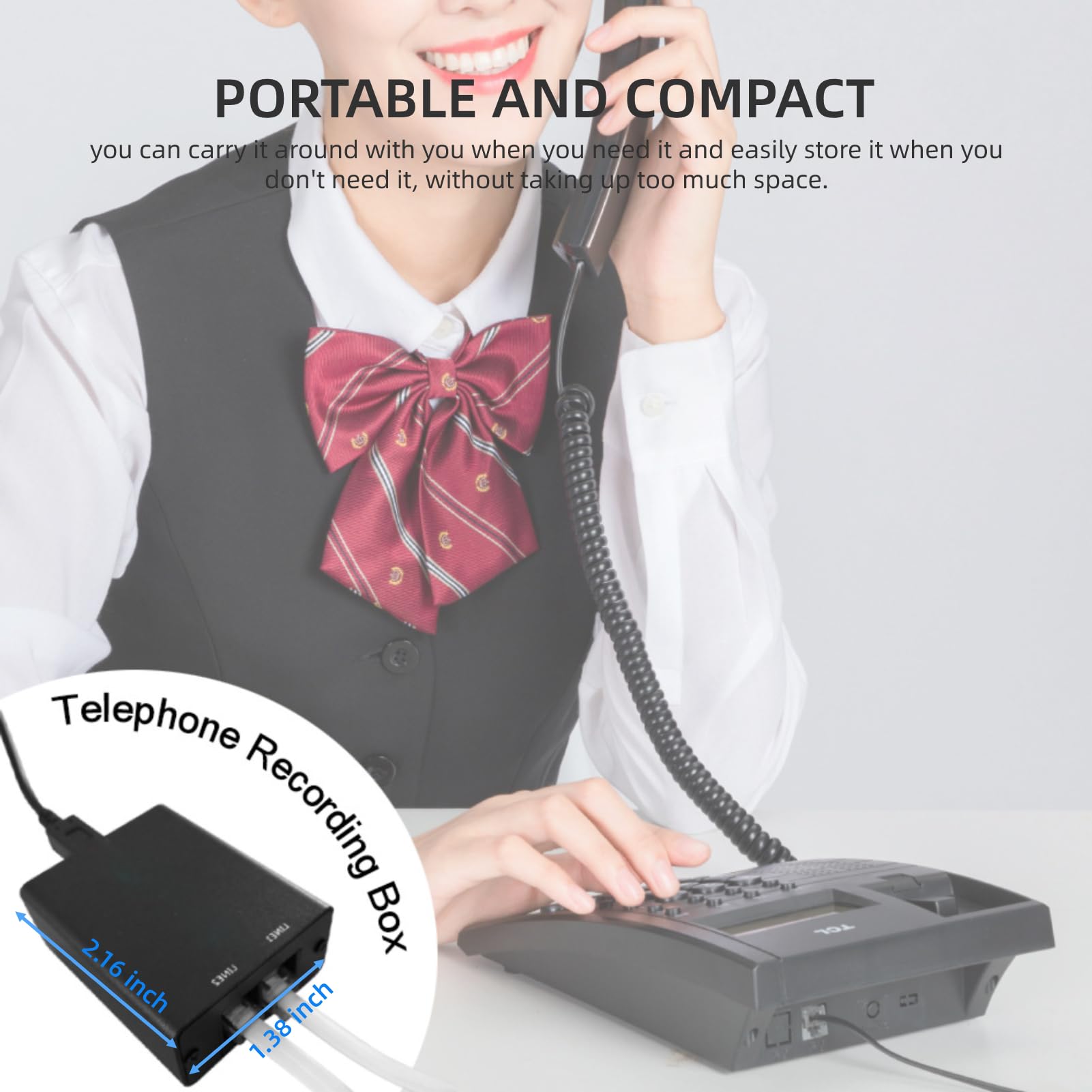 Yunseity Registratore Telefonico, con Memoria Integrata da 32 GB, Mini Dispositivo di Registrazione Telefonica Automatica, per Tutti i Sistemi di Telefoni Analogici