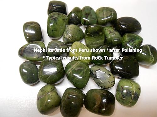 Miniatura 6 de Rockhound's First Choice Rock Tumbler - Kit de recambio de gemas  Jade nefrita natural en bruto de Perú, verde gemmy, 4 onzas