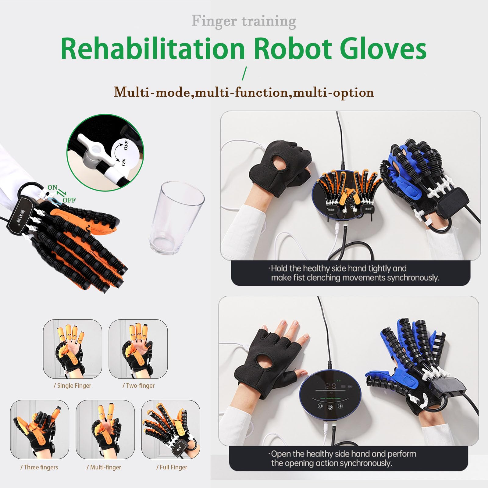 Guantes De Robot De RehabilitacióN De Autoentrenamiento Dispositivo De Terapia De Mano Izquierda Derecha Para Pacientes Con ParáLisis Por DisfuncióN Para Pacientes(Size:Mano derecha XL,Color:A)