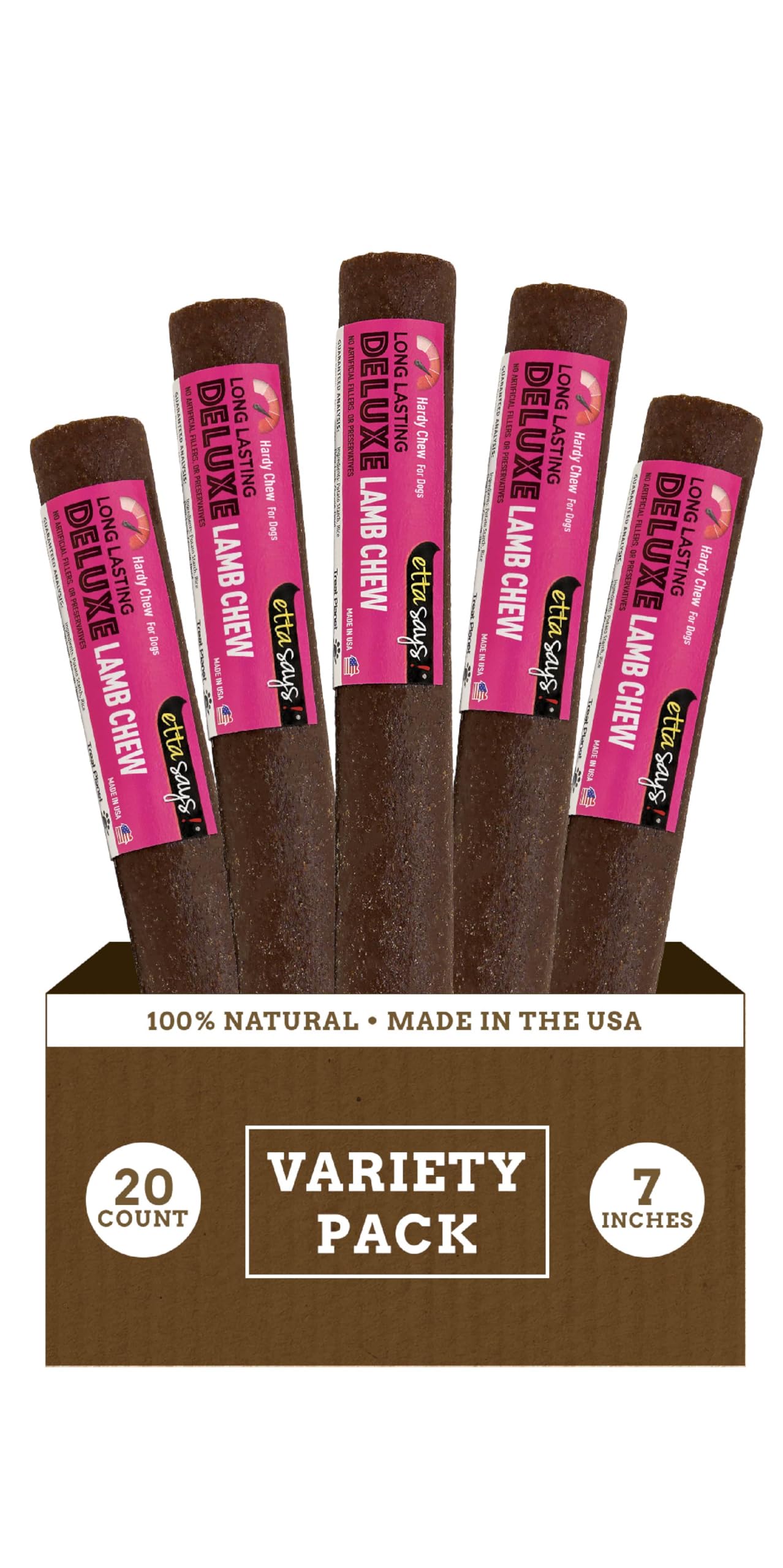 etta says! Deluxe Chews for Dogs – Lamb Dog Treats – Made and Sourced in The USA, Grain-Free, Easy to Digest, Won’t Stain Carpet (20 Count, Pack of 1)