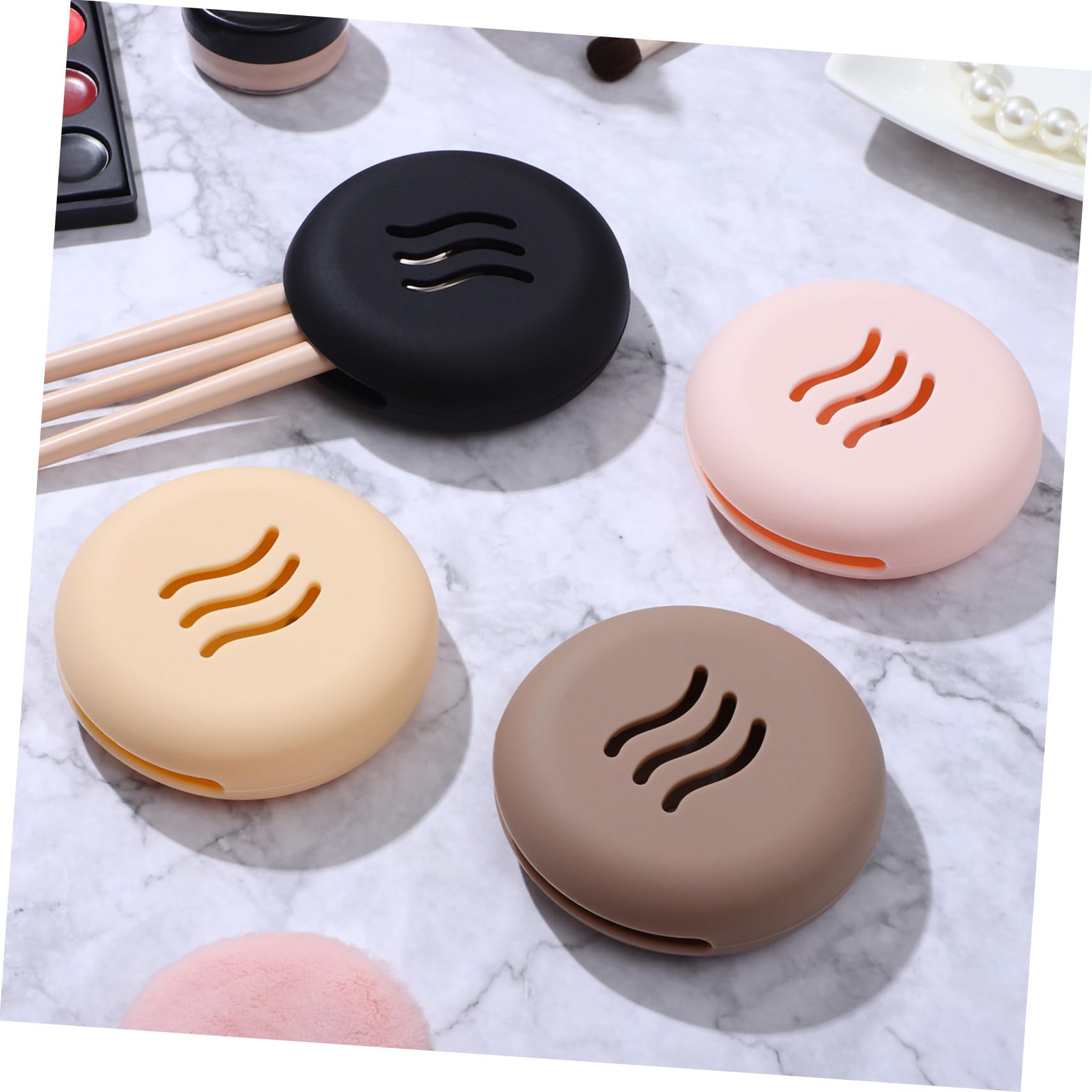 8 Piezas Estuche Porta Borlas Caso De Hojaldre Cosmético Soporte De Esponja De Belleza Organizador De Herramientas De Maquillaje Ronda Accesorios Gel De Sílice Viajar
