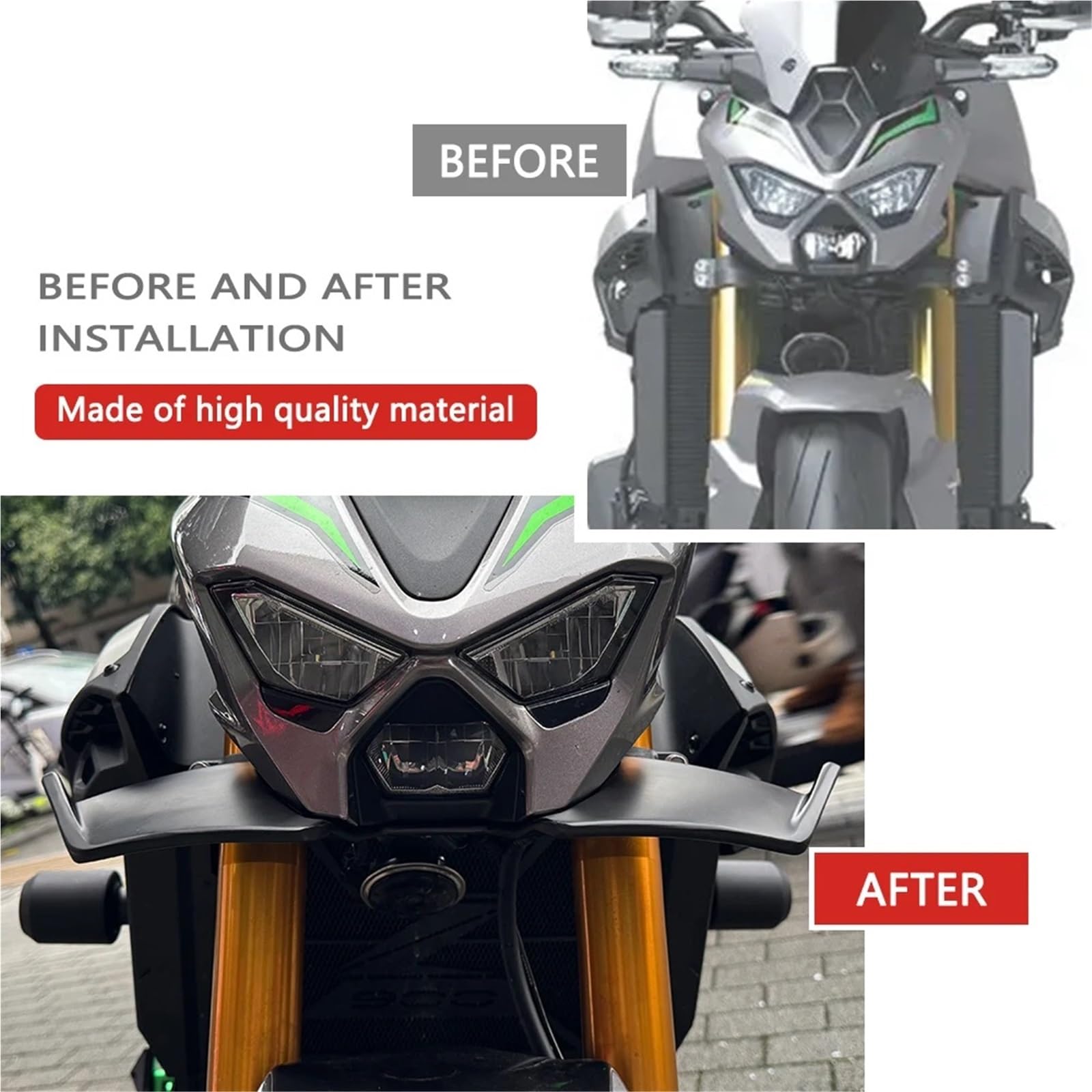 Front Bumper Splitter dachowy Pasuje do Z900 SE 2025 Spoiler przedniego dziobu przedni typu nagi Zestaw aerodynamicznego skrzydła