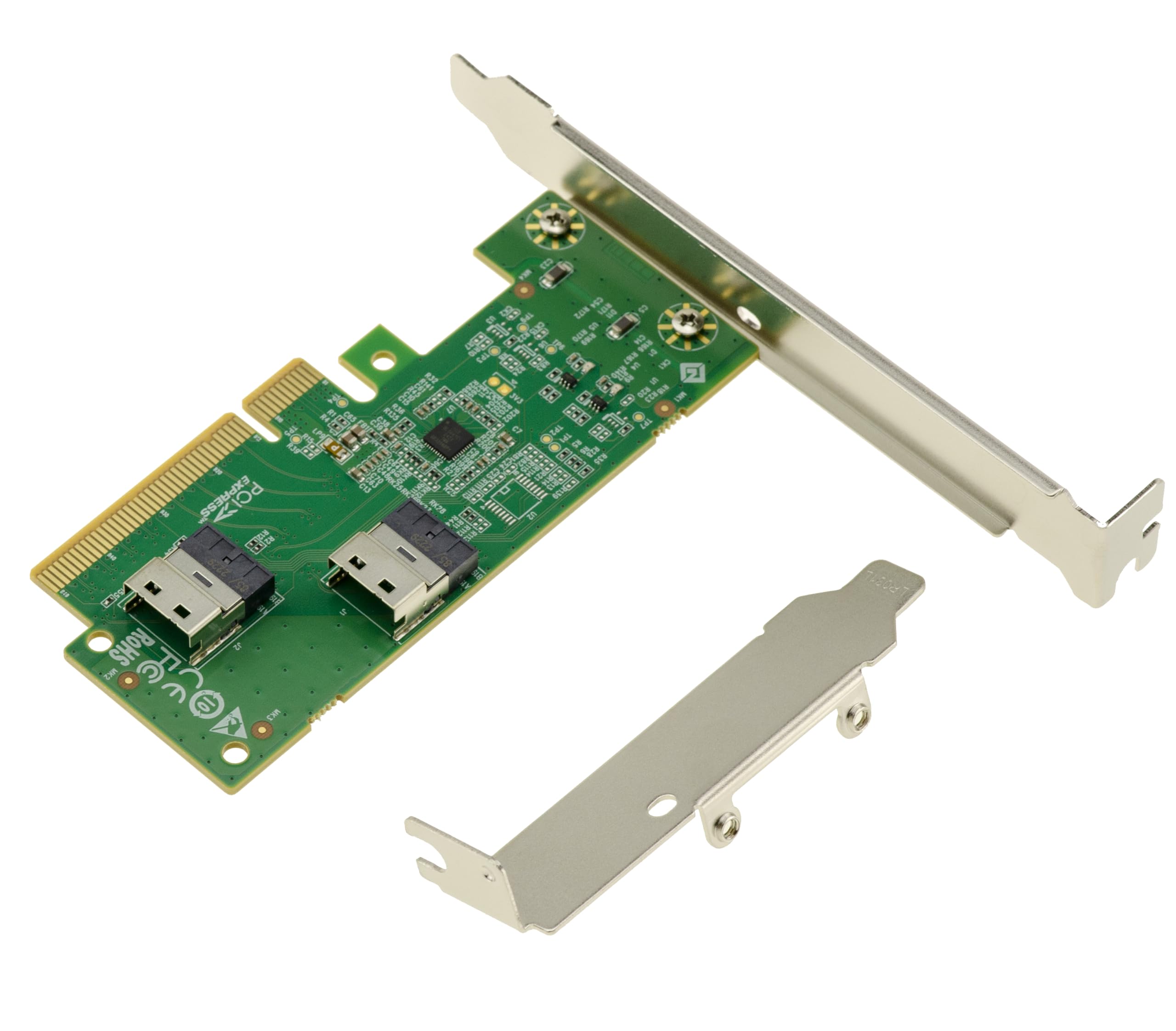 KALEA-INFORMATIQUE Karta rozdzielcza PCIe 4.0 x8 2 porty SFF-8654 4i | Podział PCIe x8 do x4 przez dwa interfejsy SlimSAS SFF-8654 4i dla łącza PCIe lub NVME