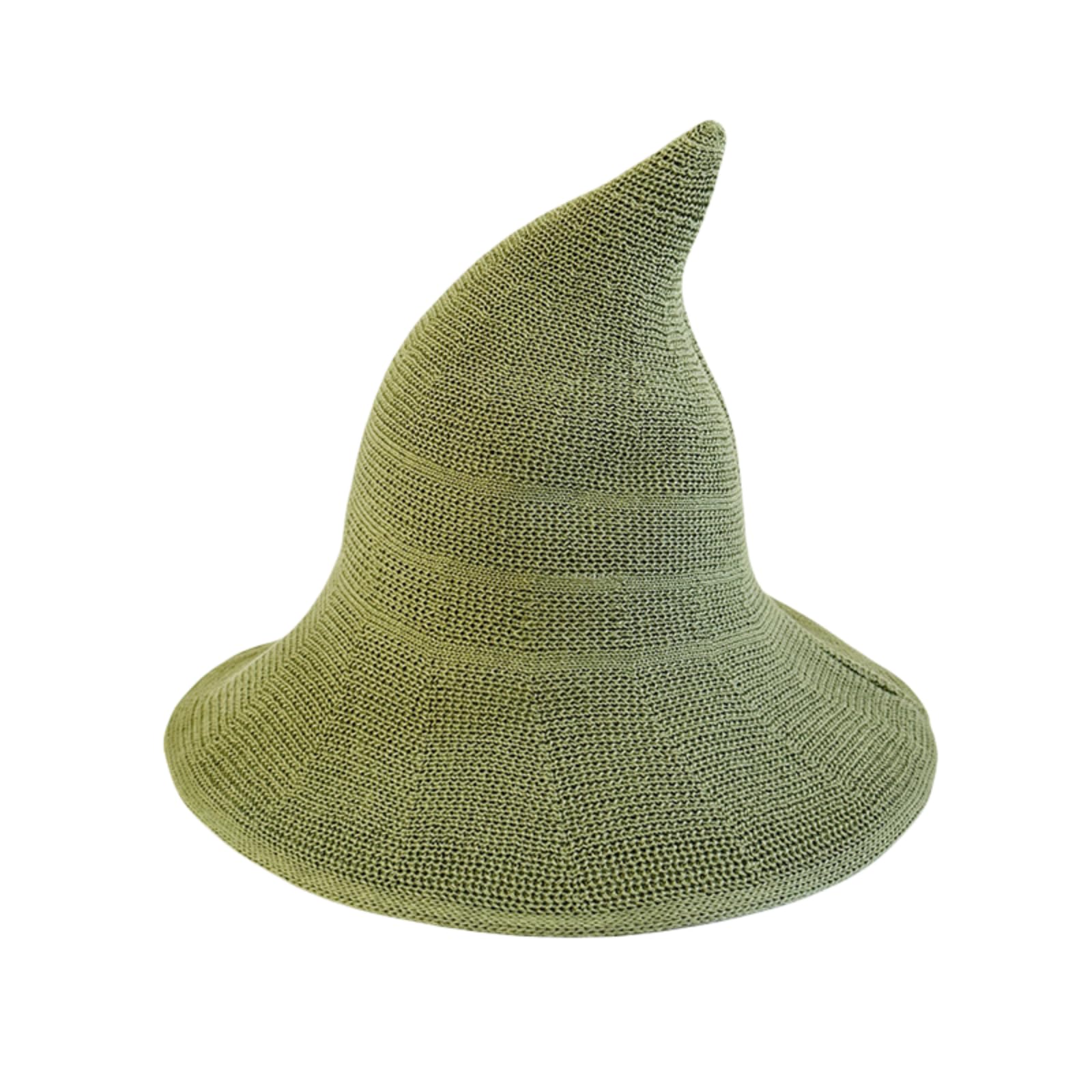 Thicc Women's Green Wizard Hat - Knitted Witch Hats Wide Brim Pointed Beanie Foldable Stylish Spire Cap For Cosplay Festival Streetwear Masquerade Costume Daily Fashion Accessory (,One Size)