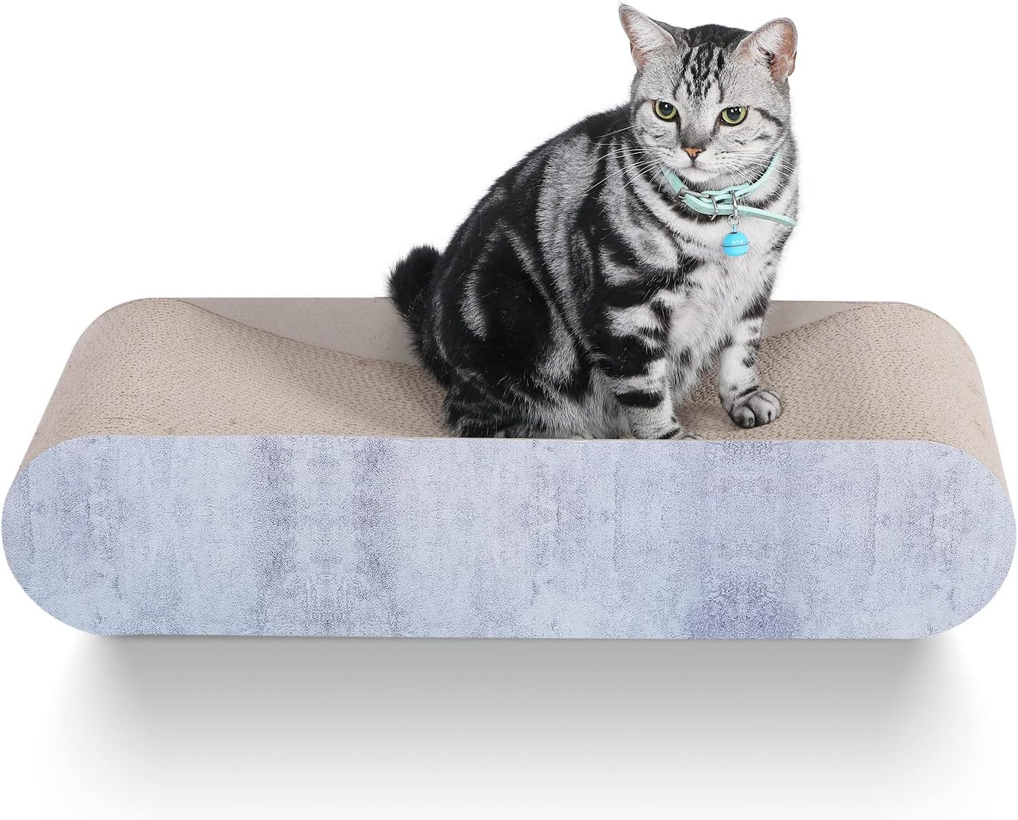 2 in 1 Cat Scratcher Cardboard Lounge Bed, Cat Scratching Post, Durable Board Pads Prevents Furniture Damage,Large (Reversible Grey)