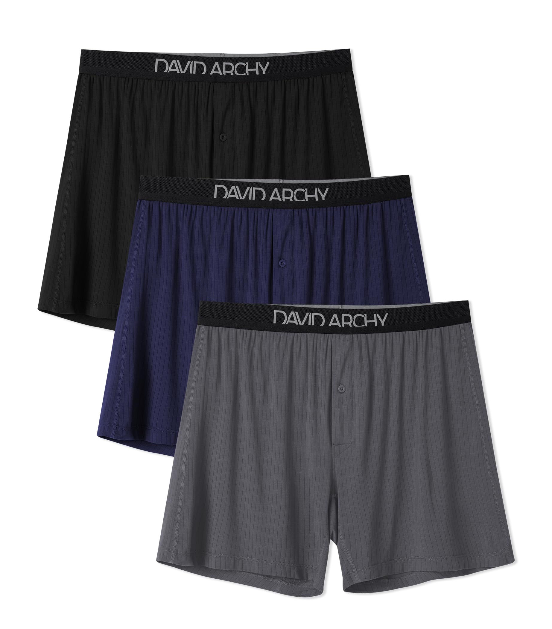 DAVID ARCHY Mens Underwear Bamboo Rayon Boxers Breathable Textured Knit Boxer Shorts Cooling Pajama Shorts 3 or 5