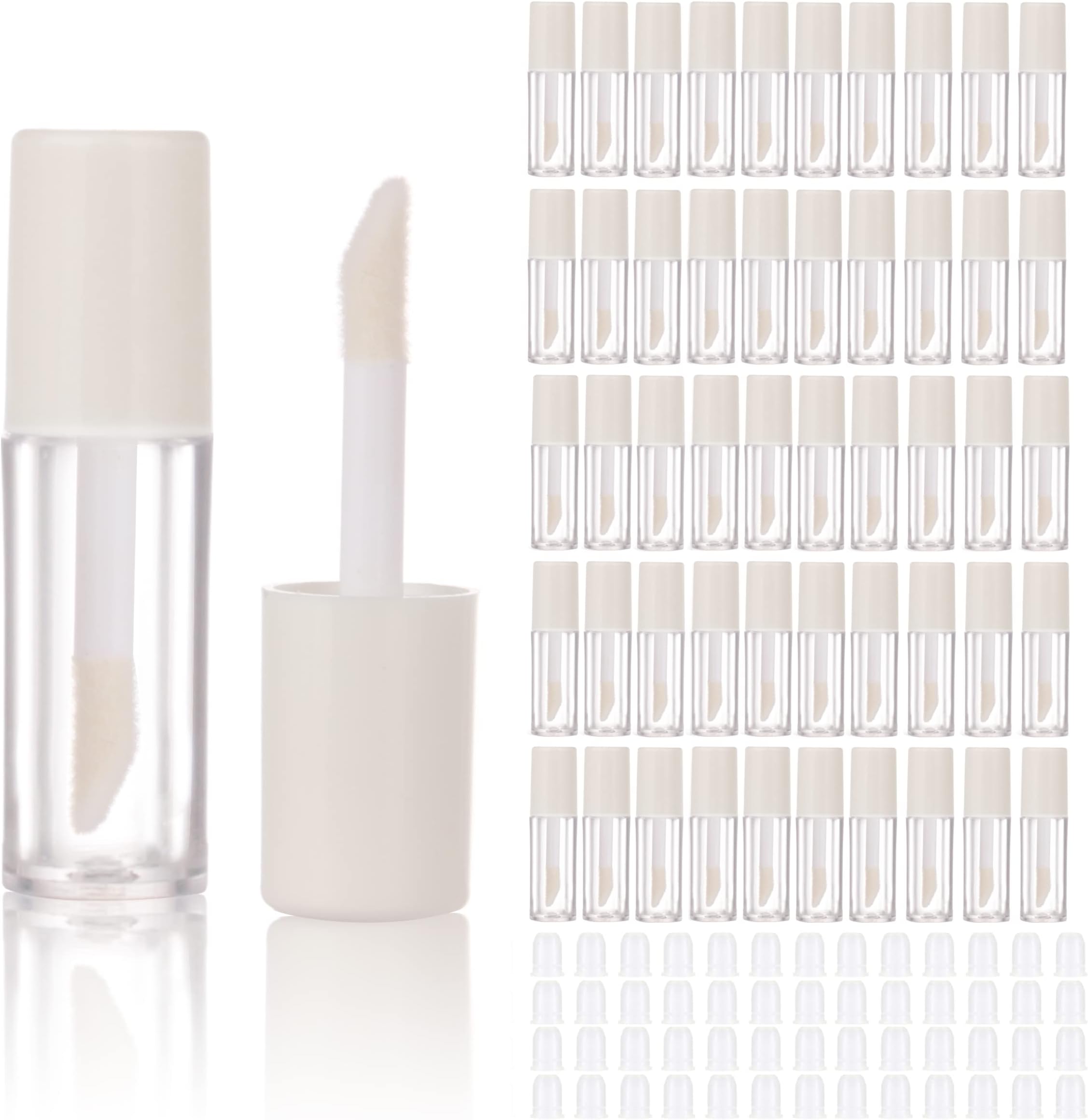 COSIDEA 52pcs Empty White 0.8ml mini lip gloss tubes Sample size lipgloss containers for sample sack lip oil DIY