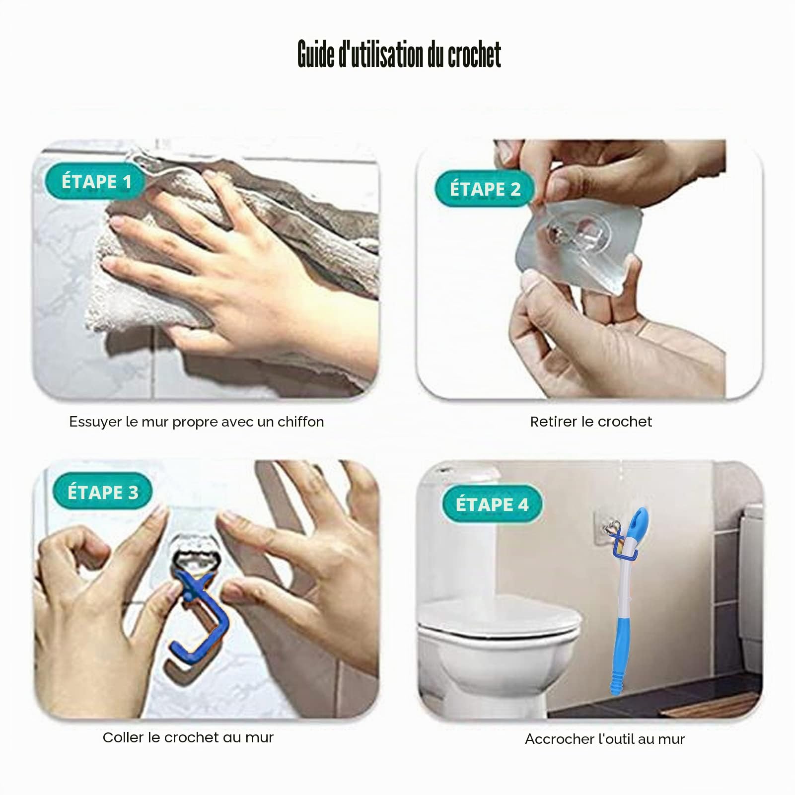 Essuie-glace Inférieur Pliable, Aides aux Toilettes Auto-assistance pour Essuyer les Aides à la mobilité de la Salle de Bain pour les Personnes Handicapées et les Personnes âgées