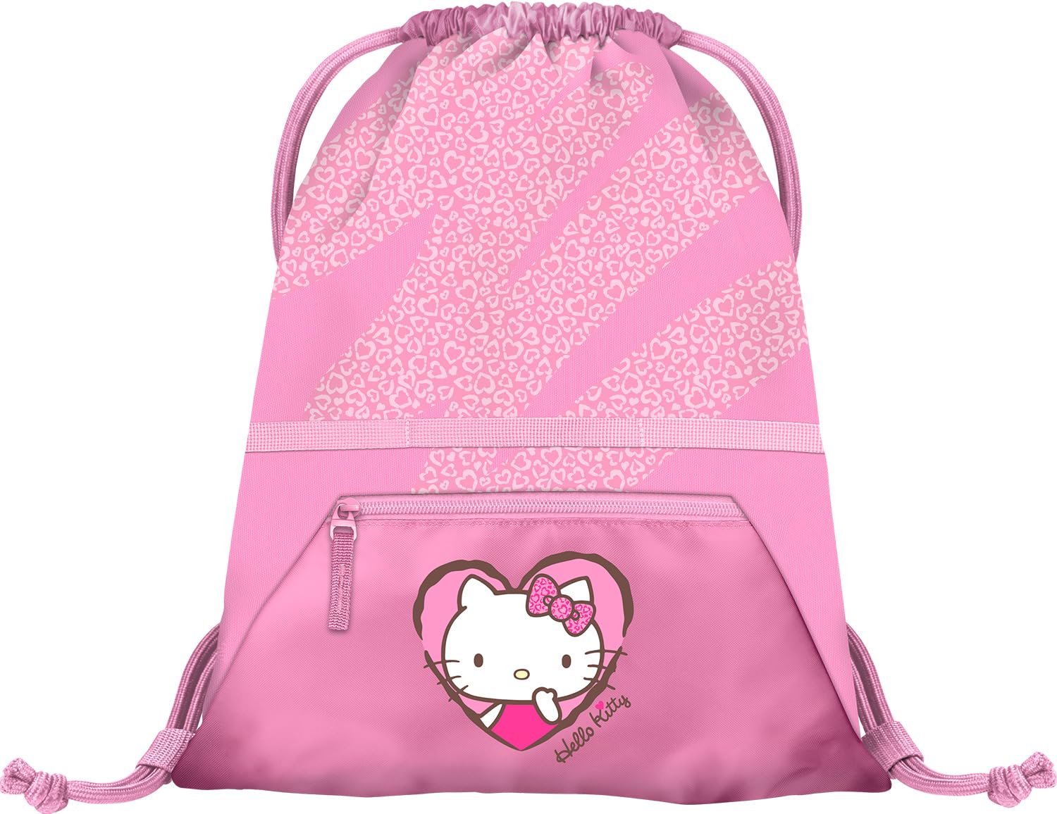 Baagl Gym Bag for Girls - Waterproof Shoe Bag for Children - School and Nursery Sports Bag, Sports Bag, Hello Kitty Sweet Leopard, L, Designer