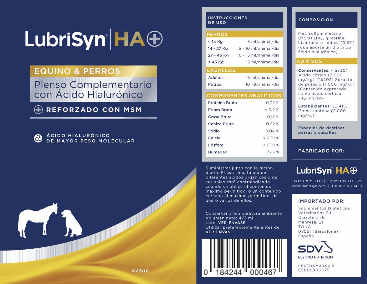 MSM 473ml – Suplemento Articular Líquido para Perros – Ácido Hialurónico Alta Absorción – Movilidad, Flexibilidad y Cuidado del Cartílago – También Apto para Gatos y Caballos | Ácido Hialurónico Alta Absorción, Movilidad y Flexibilidad, Cuidado del Cartíl