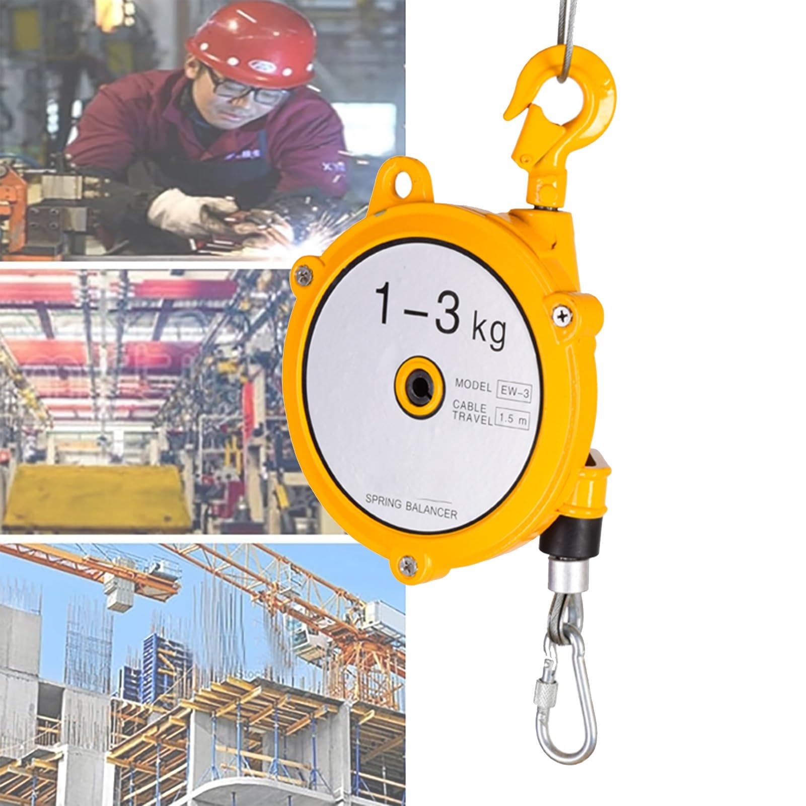 Retractable Spring Balancer, Spring Balancer Retractable Tool Holder 1.5m 1-70kg for Assembly Line Hanging(1-3kg)