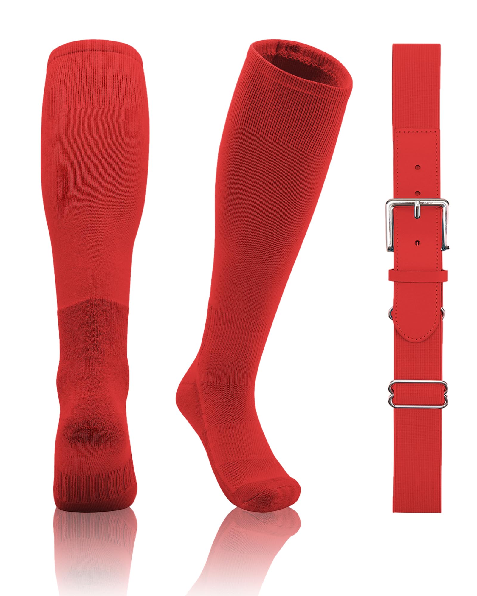QBK 2T/3T/4T/5T Toddler Baseball Socks and Belt, 1 Pair of Socks &amp; 1 Belt