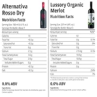 Vista 2 de Muestreador rojo sin alcohol - Cinco (5) botellas de 25.4 fl oz cada una - Con Elivo Cardio Red, Lussory Organic Merlot, Etoile Cab, Lussory