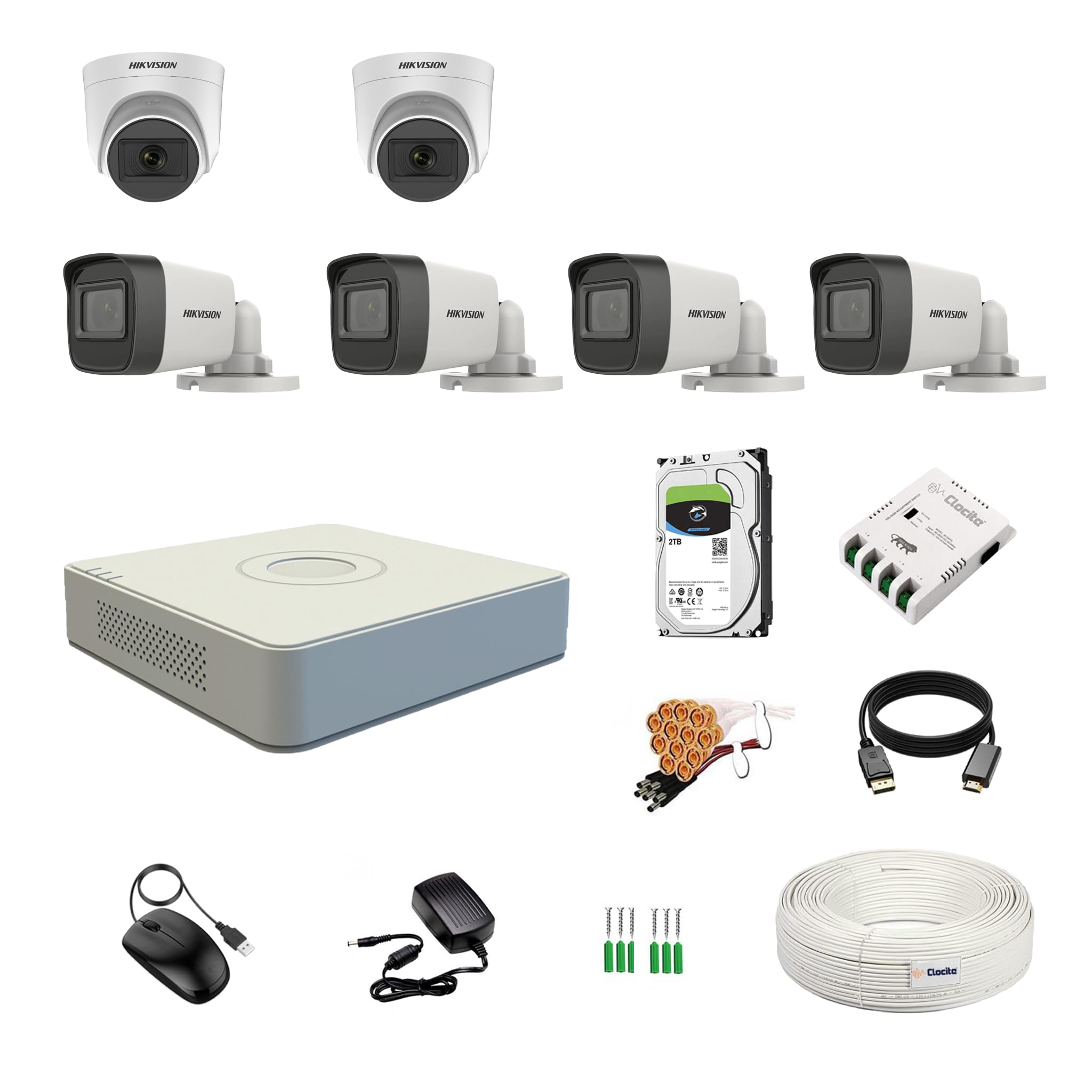 Hikvision 8 Channel DVR Kit - 5MP Cameras & 2TB HDD -30