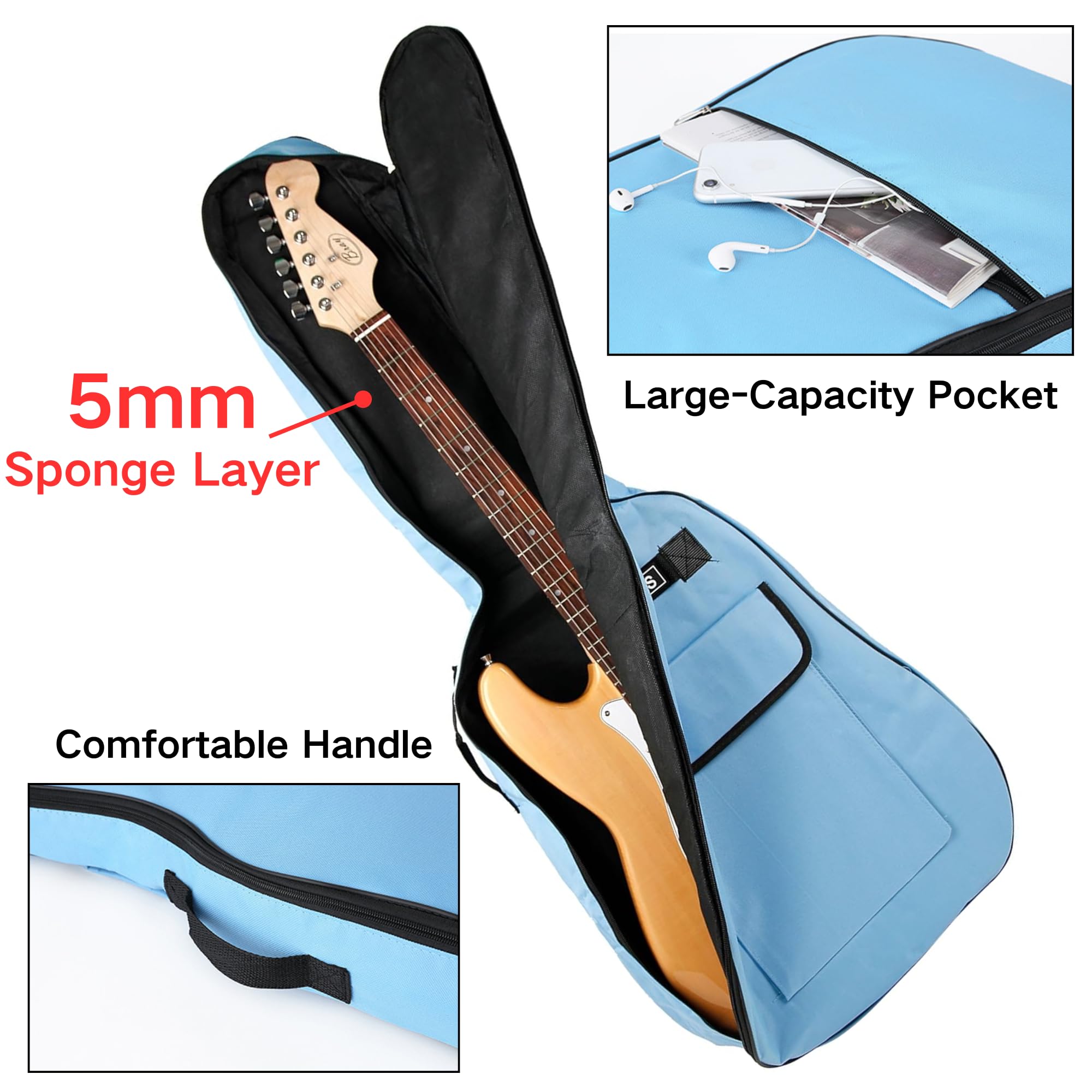 SUQ Borsa impermeabile Oxford per chitarra, 40/41pollici Custodia per Chitarra Classica, Chitarra Acustica in Tessuto Oxford con Tasca per Leggio Musicale, Doppia Cinghie da Spalla Regolabile (Rosso)