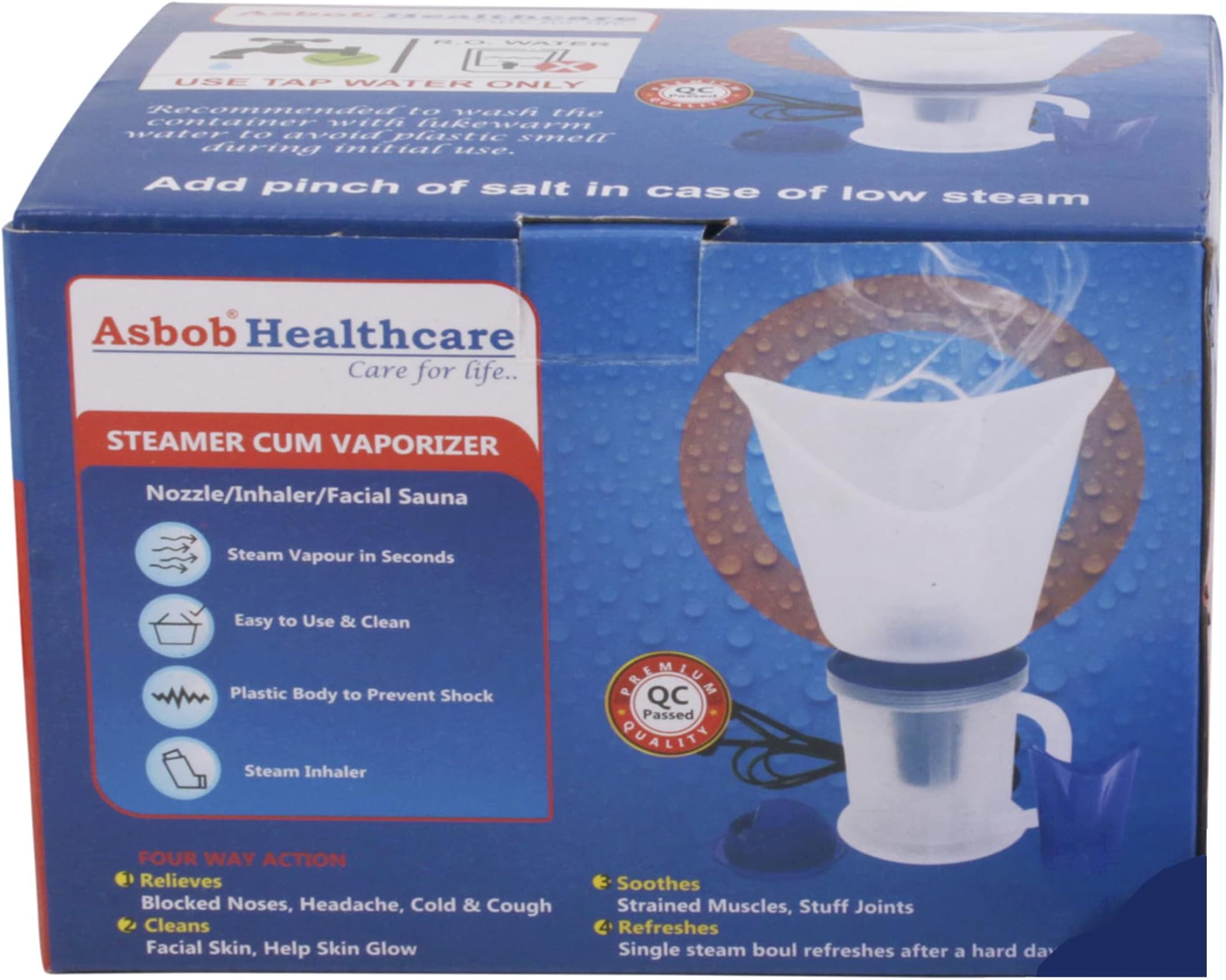 Asbob Facial Steamer with 2 Attachments, Nose Steamer, Cough Vaporizer and Nozzle Inhaler, vaporizer steamer for cough,cold and facial