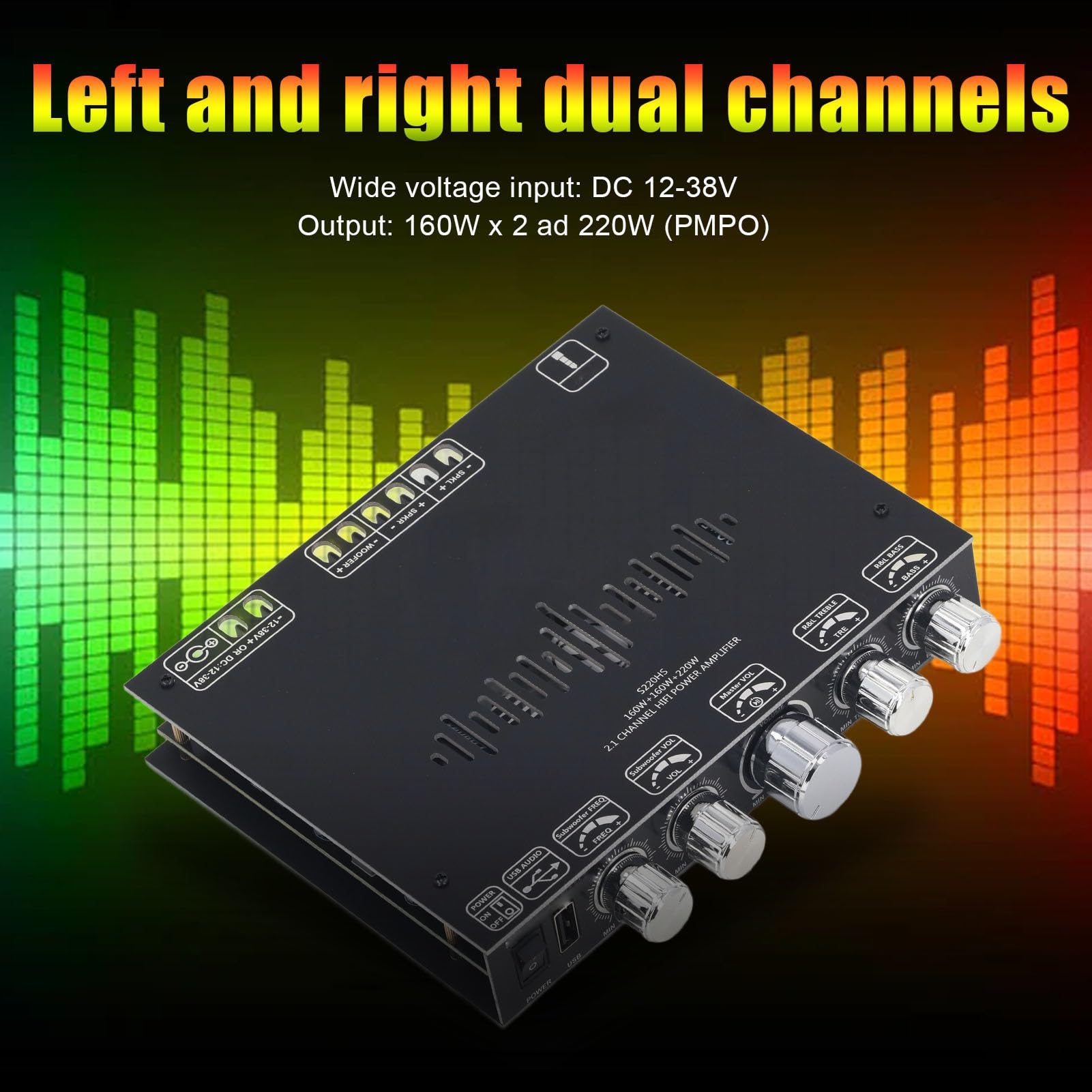 CHICIRIS 2.1-kanałowa Płyta Wzmacniacza Mocy Bluetooth Profesjonalna jakość Dźwięku 160 W X 2 i 220 W dla Entuzjastów Muzyki z Wieloma Wejściami