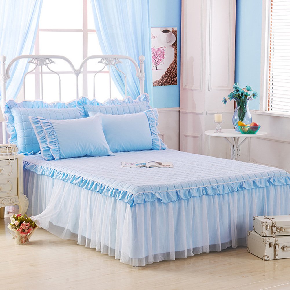 Cache sommier en mousseline de soie et dentelle de coton pour literie Queen-King