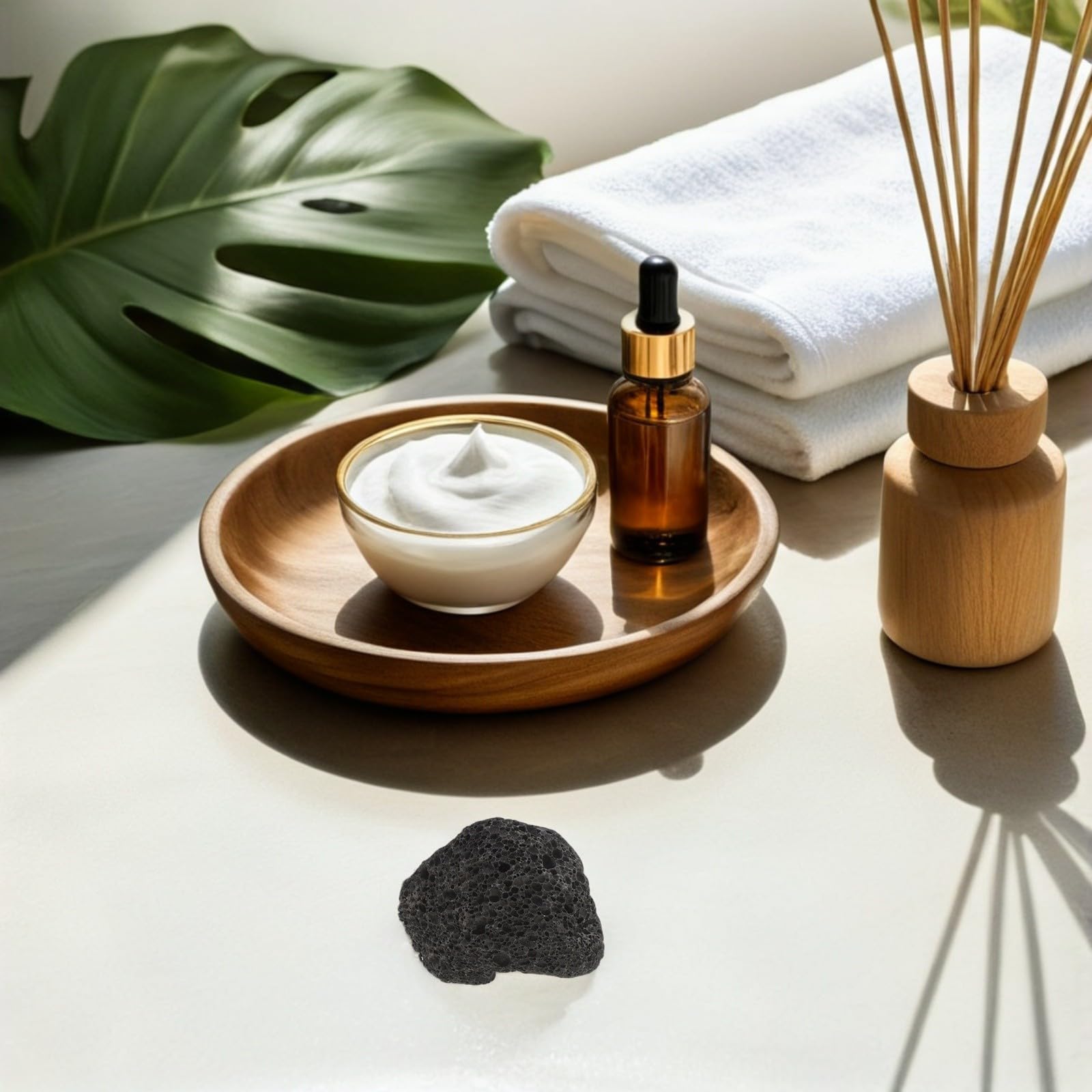 FOMIYES Pietre Diffusore di Aromi 4 Pezzi in Pietra Vulcanica Nera | Aromaterapia Passiva Non Elettrica, Rilascio Continuo, per Workspace e Living Room