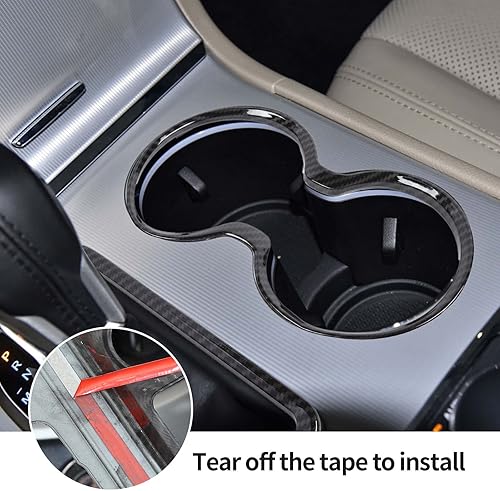 Miniatura 5 de Hoolcar Funda para palanca de cambios y portavasos de agua delantera compatible con Jeep Grand Cherokee 2016-2021, fibra de carbono