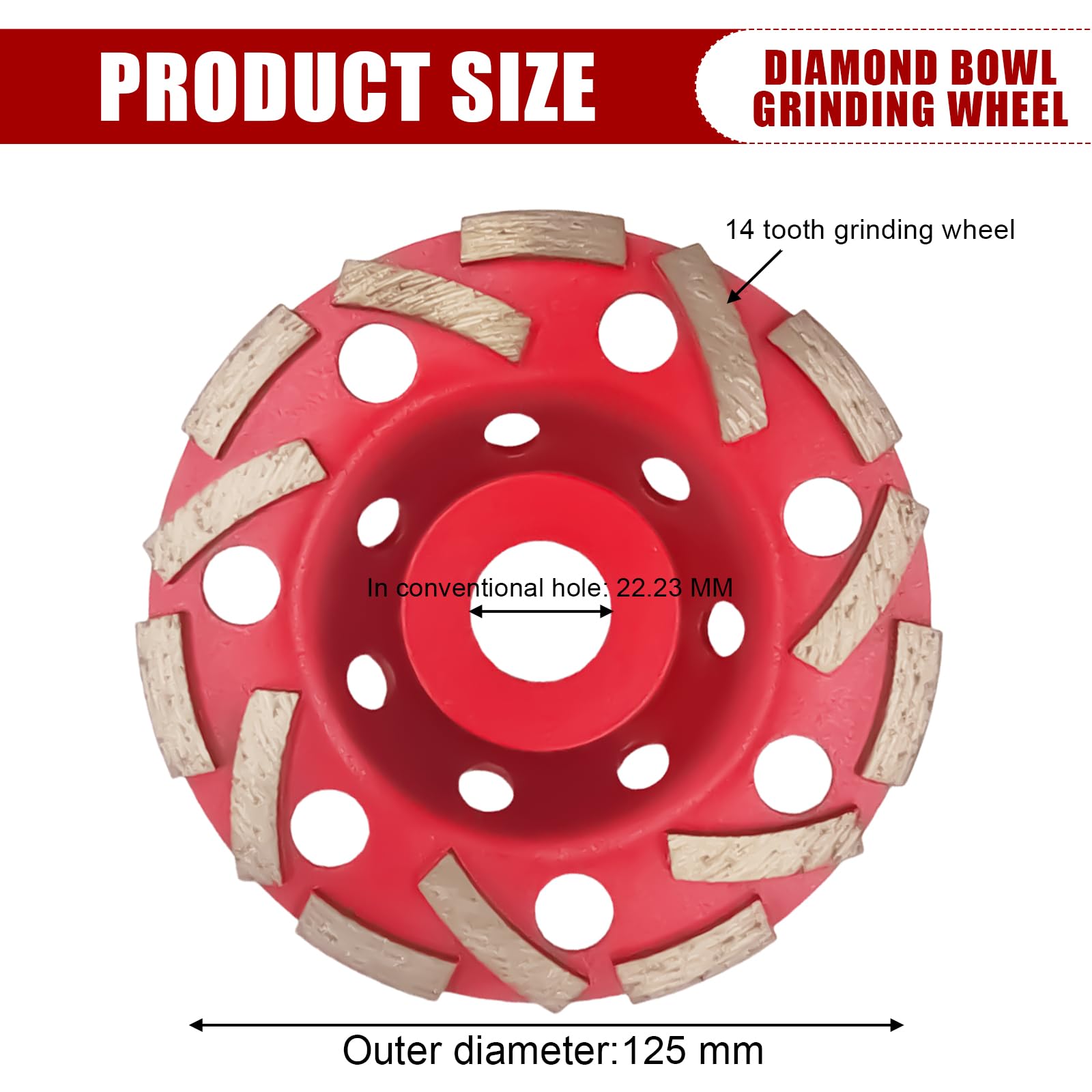 Diamentowa tarcza szlifierska Extra Speed do betonu, 125 mm × 22,2 mm, Twin Speed Extreme diamentowa tarcza szlifierska do granitu, betonu, kleju do płytek, płytek i murów