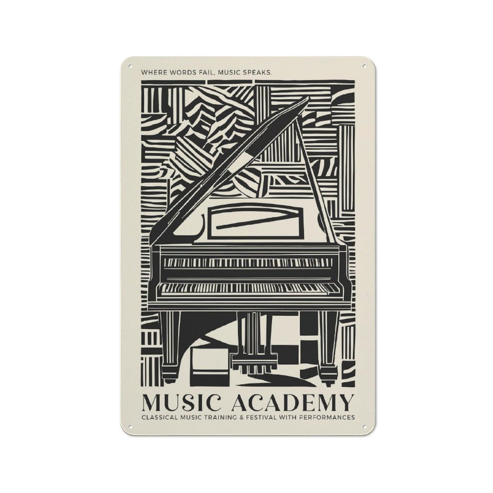 Junmoney Style-8 Music Academy Workshop Style Metal Wall Decor 30X20cm, Garage Metal Sign For Workshop, Basement, Shed Or Games Room