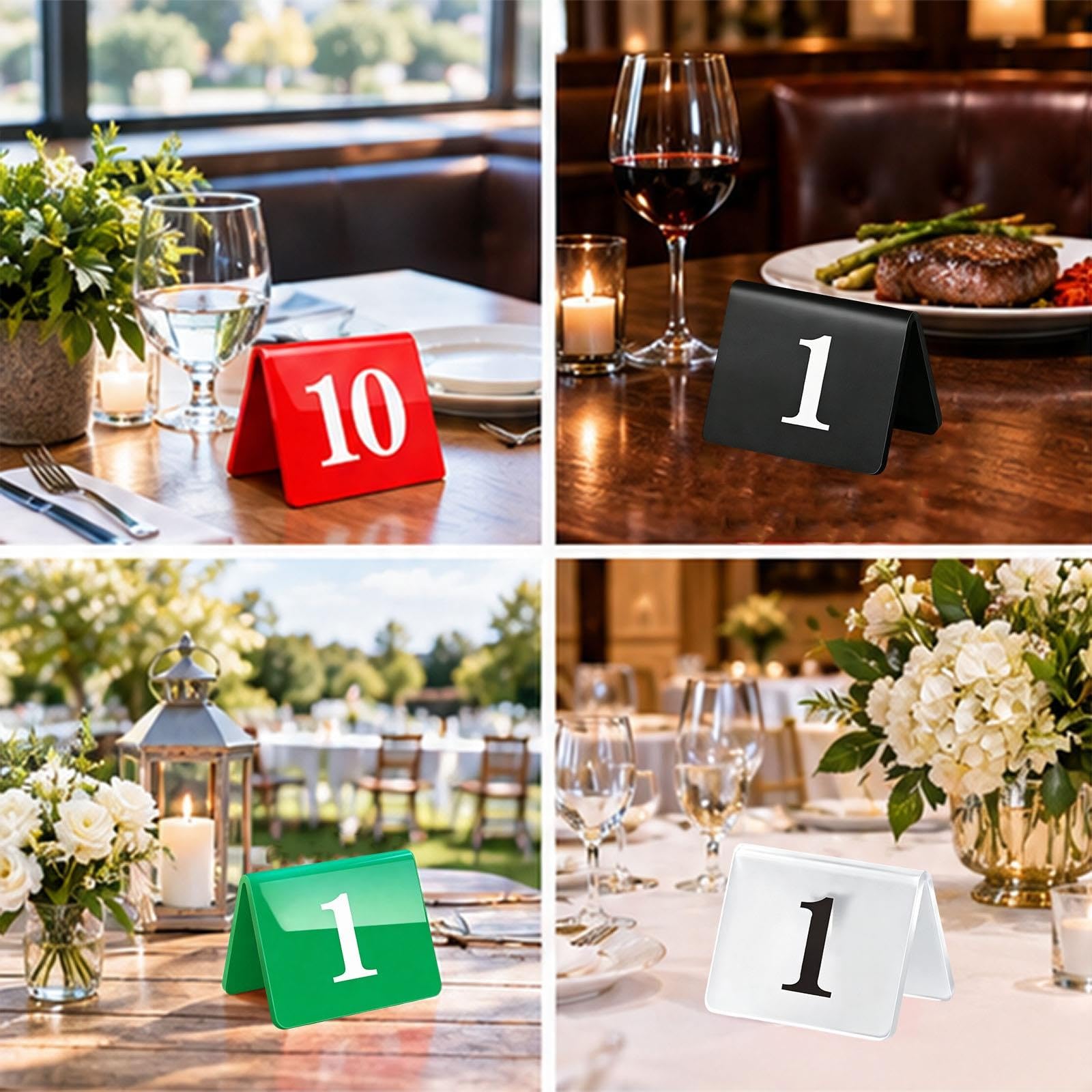 Numeri Da Tavolo In Stile Tenda Per Matrimonio, 85x65mm 100x80mm Tavolo Acrilico Numerato Segnaletica In Plastica Rossa Bifacciale(1-38,W L 85X65 MM)