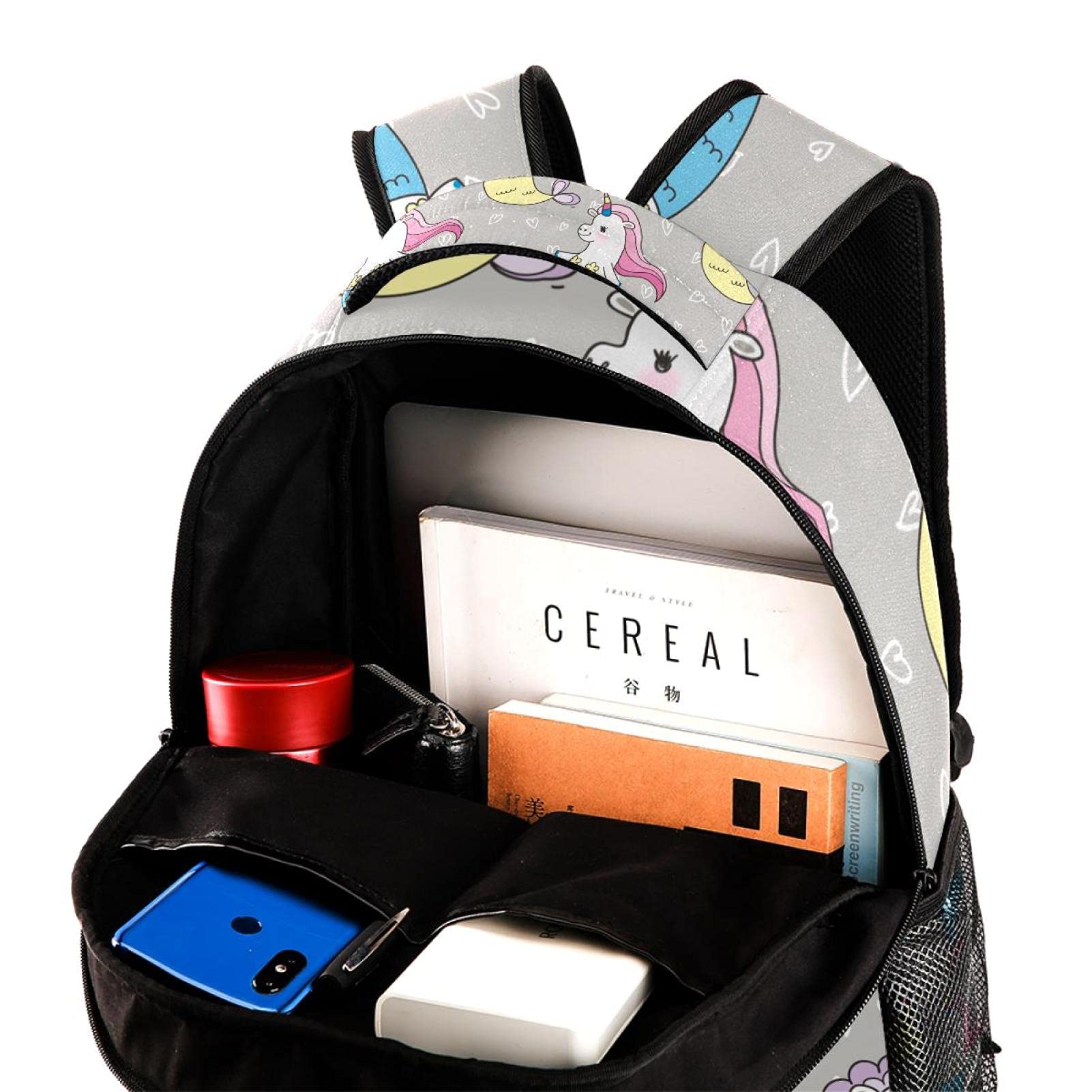 Laptop-Rucksack, Motiv: Angel Unicorn Star Night Navy Hintergrund University Laptop Rucksack Reisetasche Große Kapazität & Verstellbarer Gurt, Mehrfarbig 07,