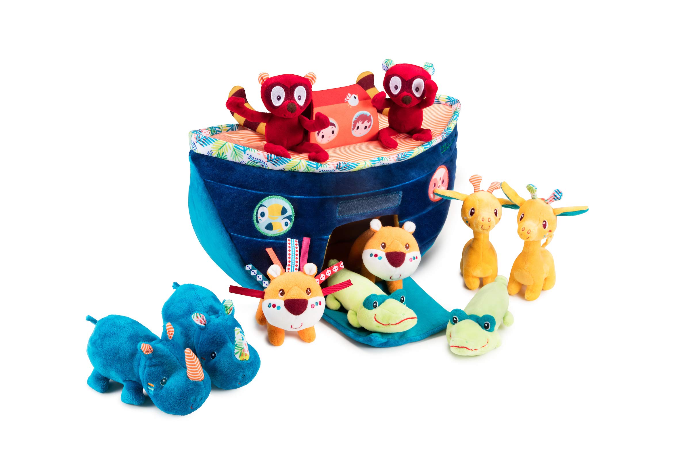 LILLIPUTIENS - Ma première Arche de Noé - Jouet d'activité éducatif avec Animaux en Peluche - Stimule l'Imagination et la motricité - Transportable avec poignée - Jouet d'éveil - dès 18 Mois - 83089