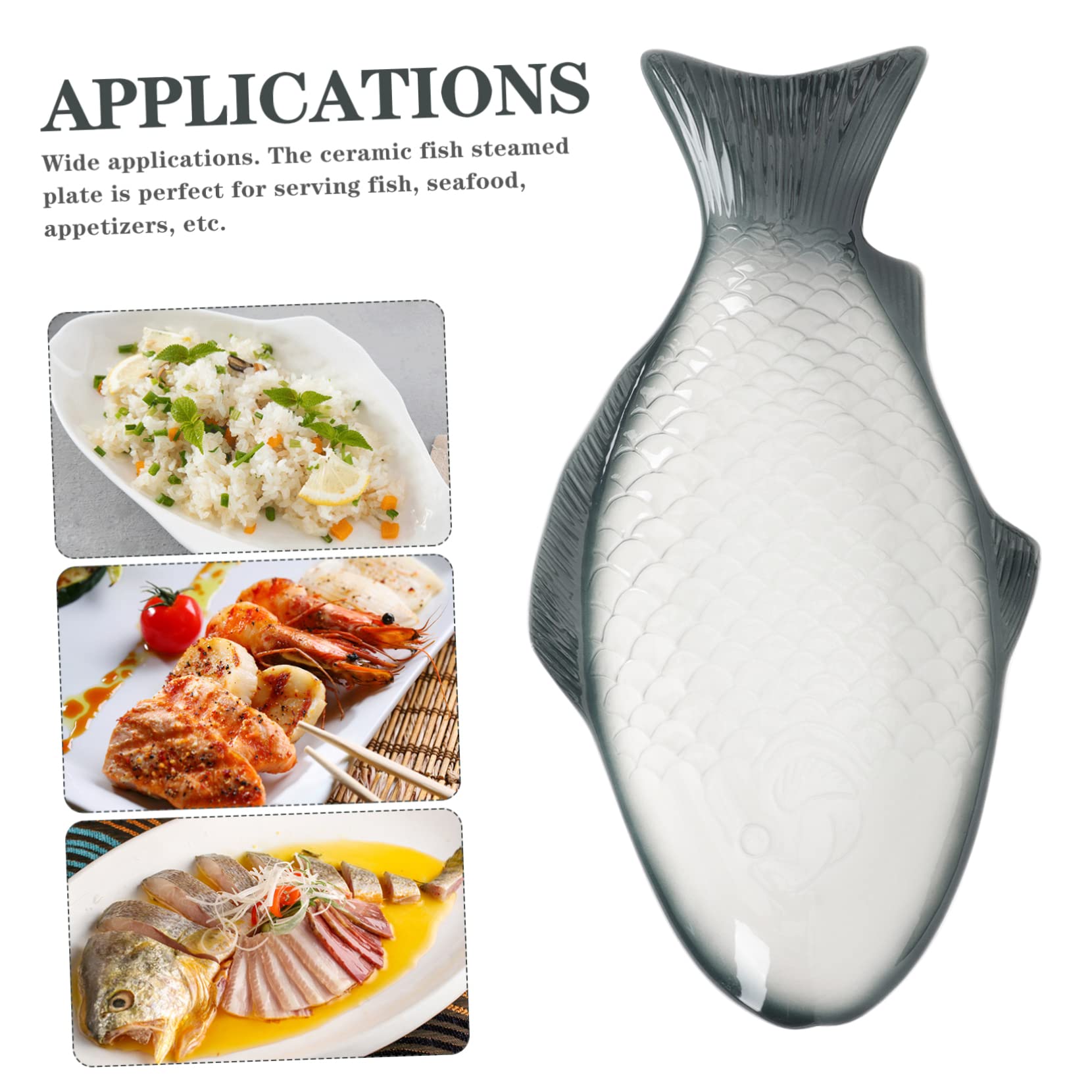 Piatto a Forma di Pesce in Ceramica per Pesce al Vapore | Piatto da Portata per Pesce, per Frutti di Mare, Regalo per Inaugurazione Casa