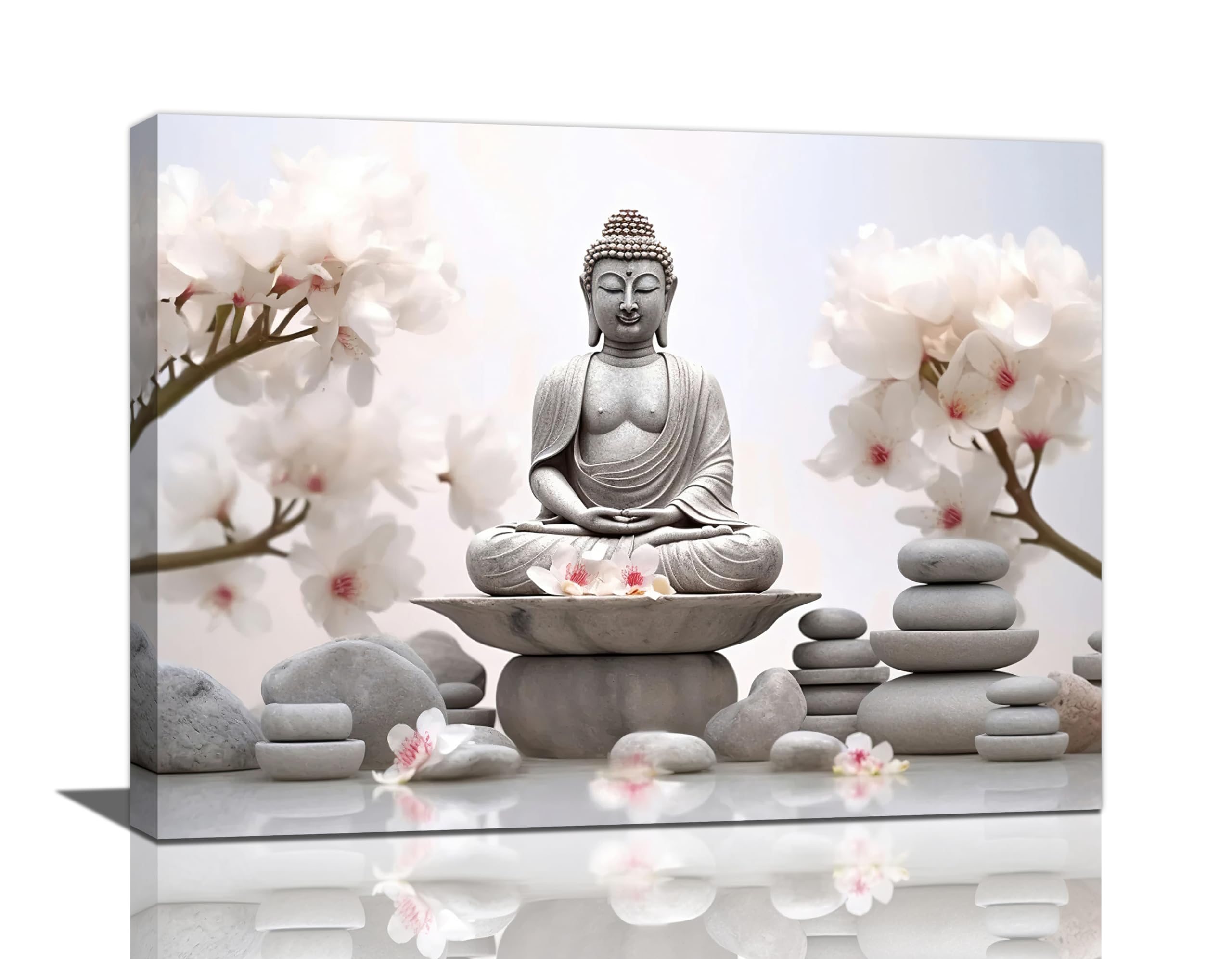 Amazon.com: Buddha Zen Wall Art Buddhism Stone Flower Pictures Wall ...